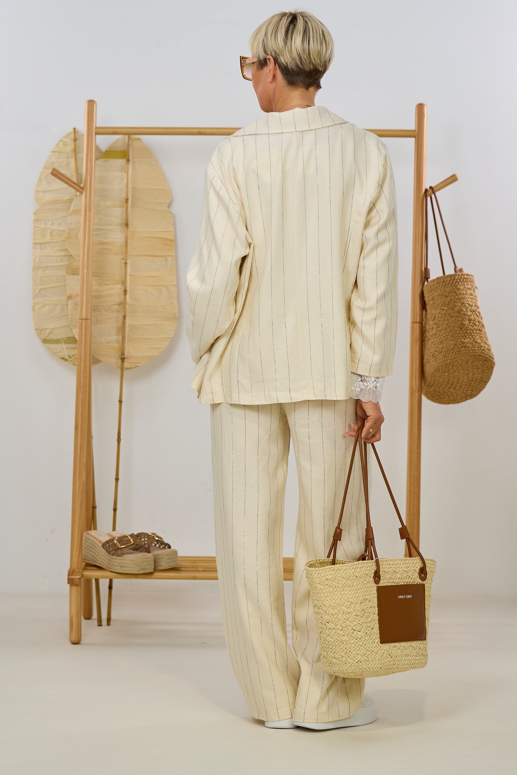 Blazer mit Nadelstreifen, creme-schwarz