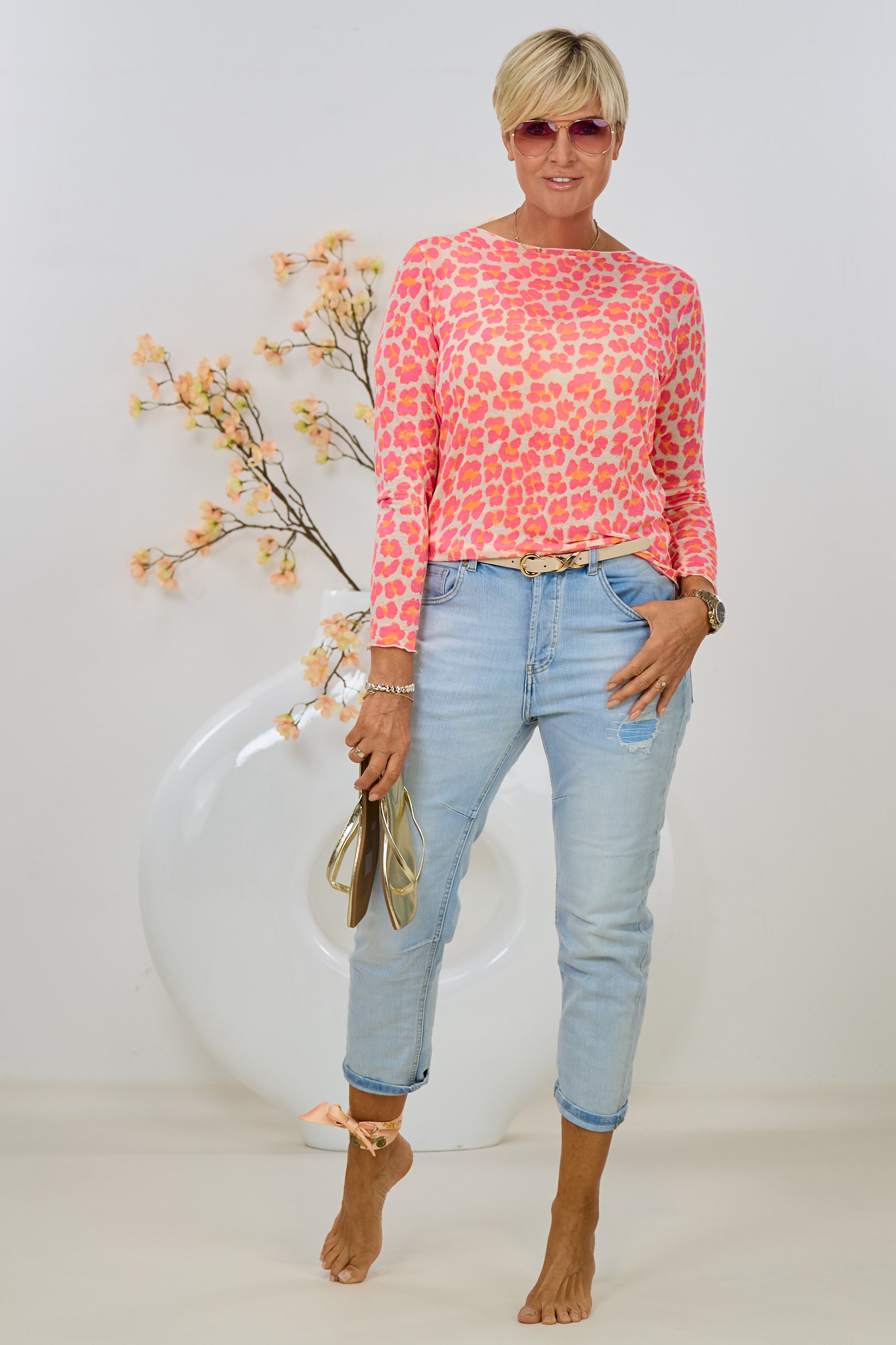 transparentes Longsleeve, leo-flieder-orange