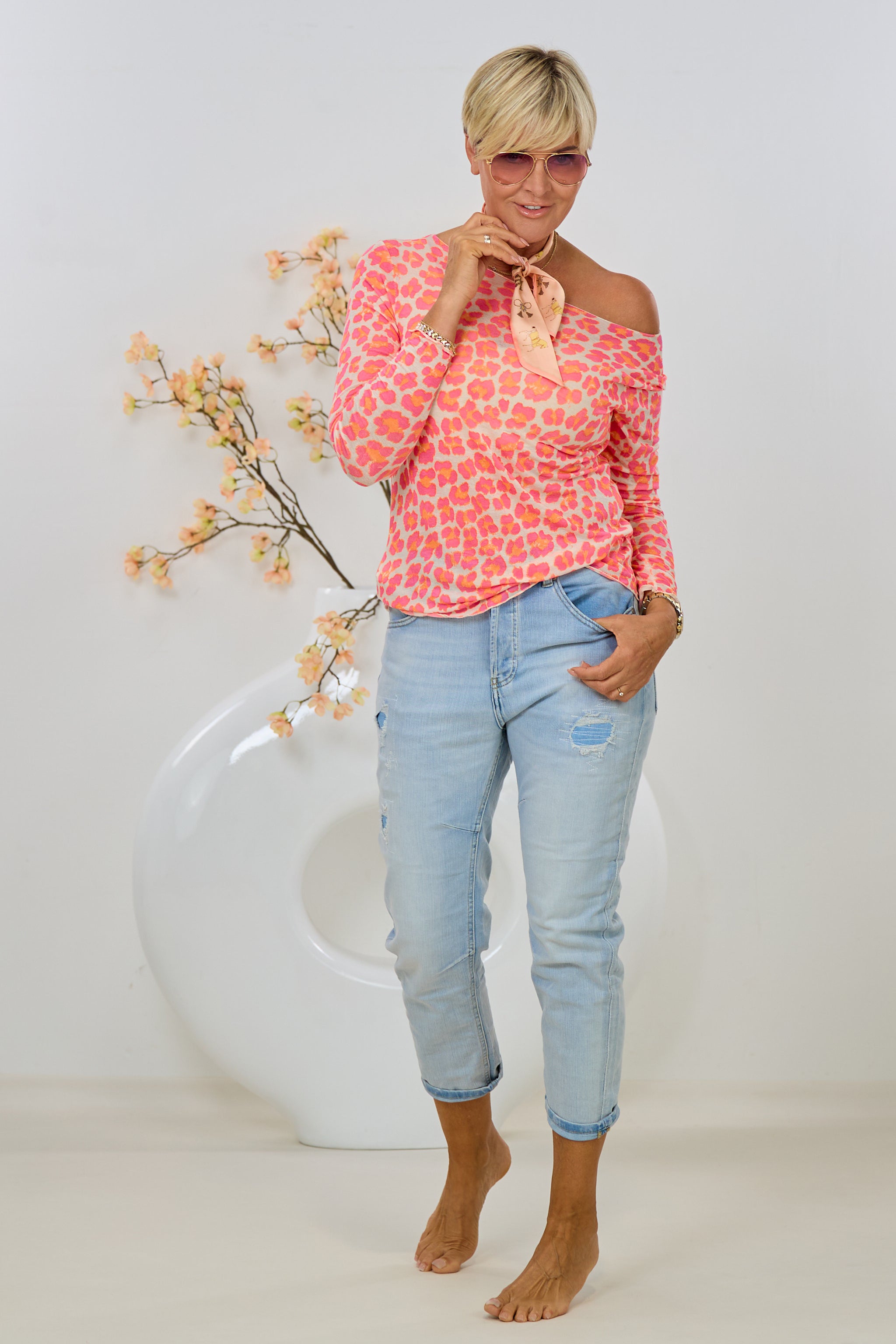 transparentes Longsleeve, leo-flieder-orange