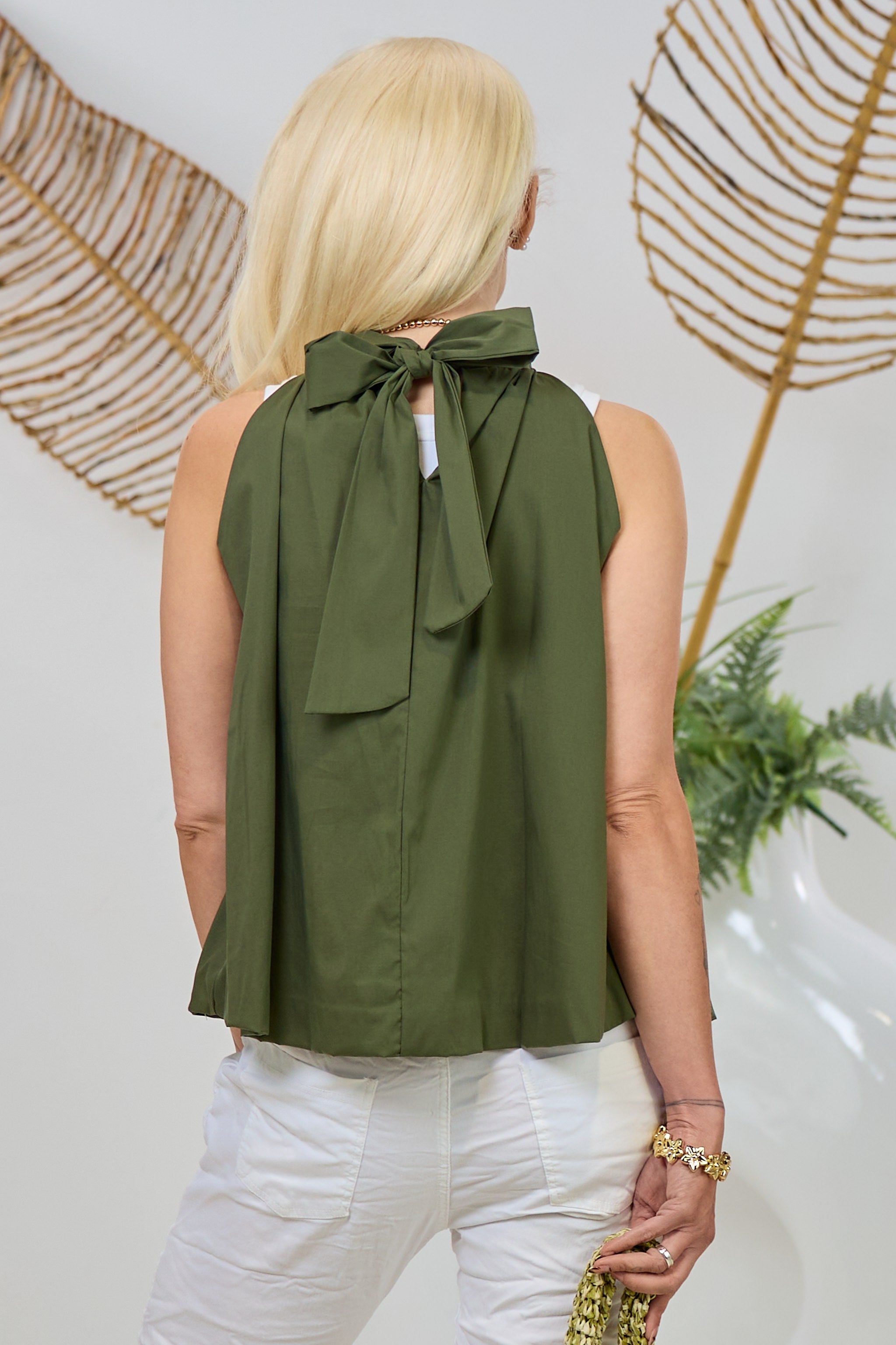 Neckholder Blusen-Top, dunkelgrün