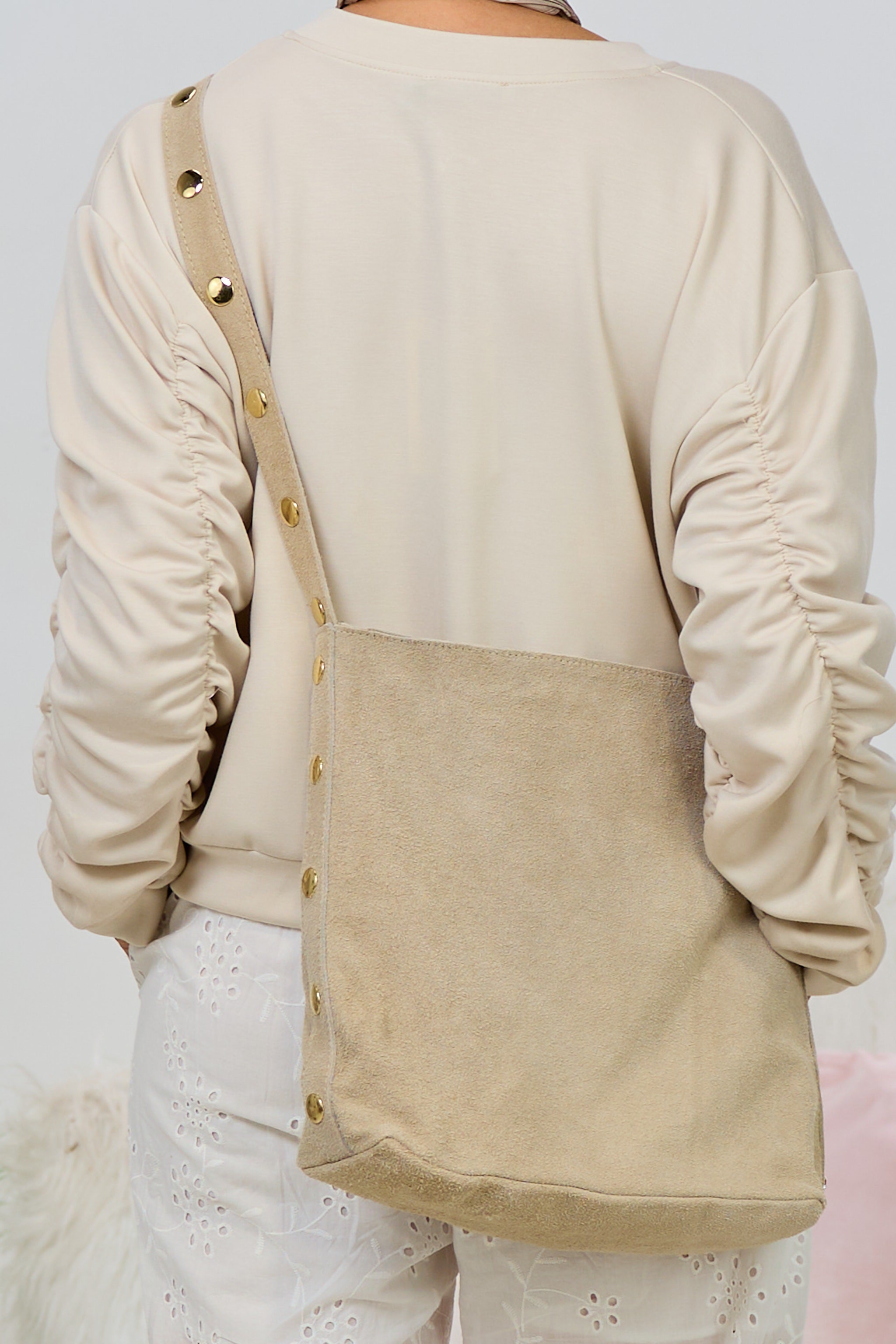 Echtleder Umhängetasche, hell beige