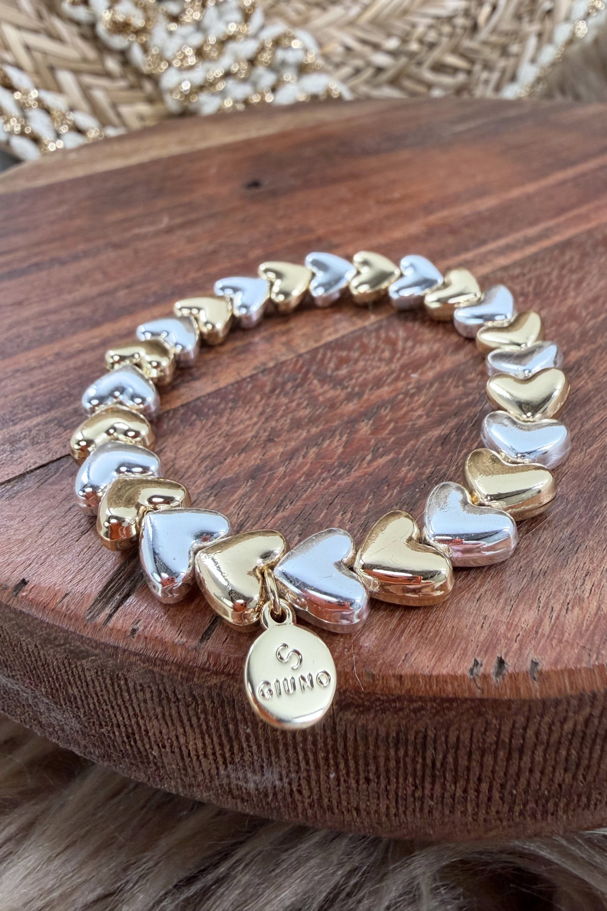 Armband HEARTS, klein, gold-silber