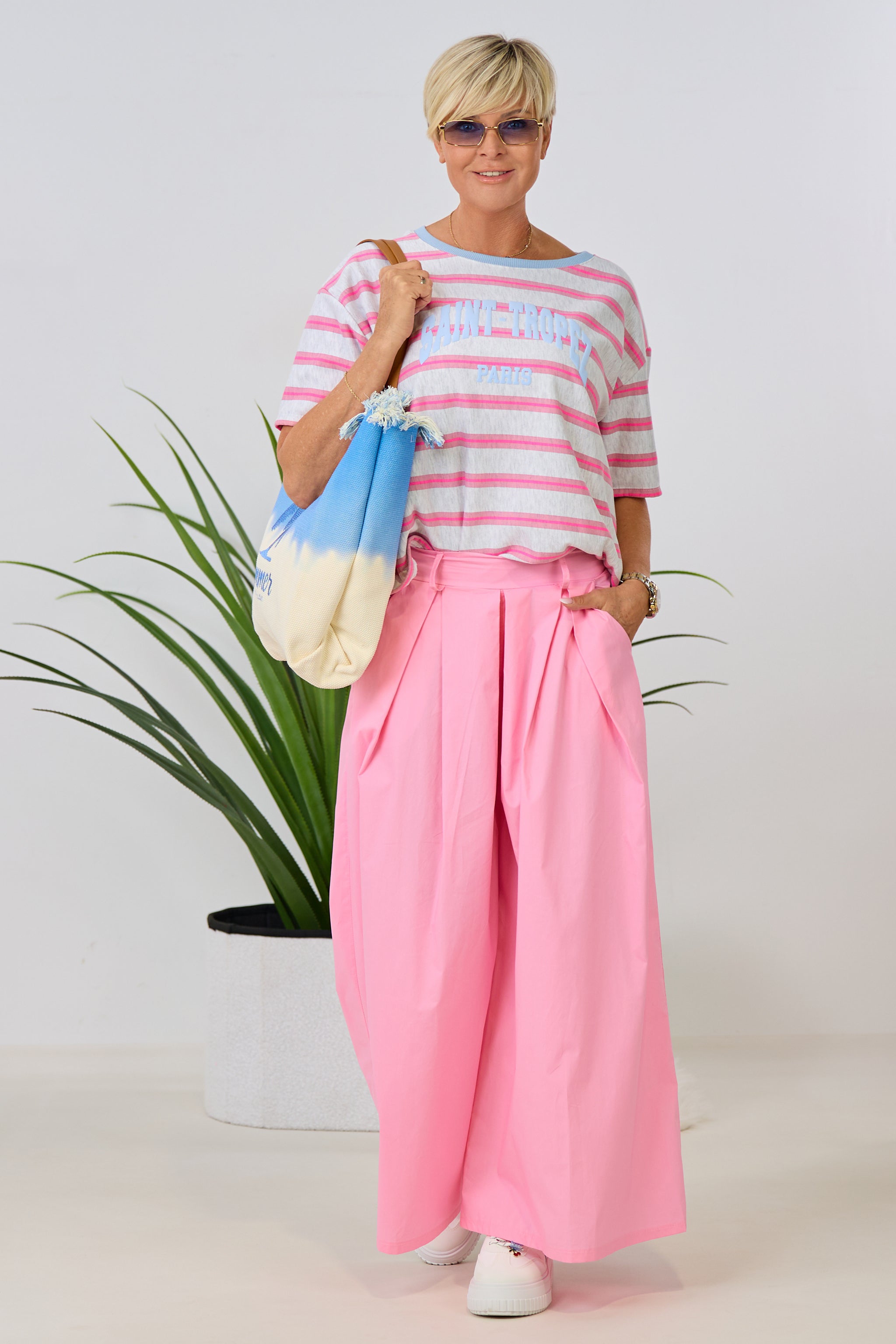 kurzarm Sweaty Saint-Tropez, grau-pink