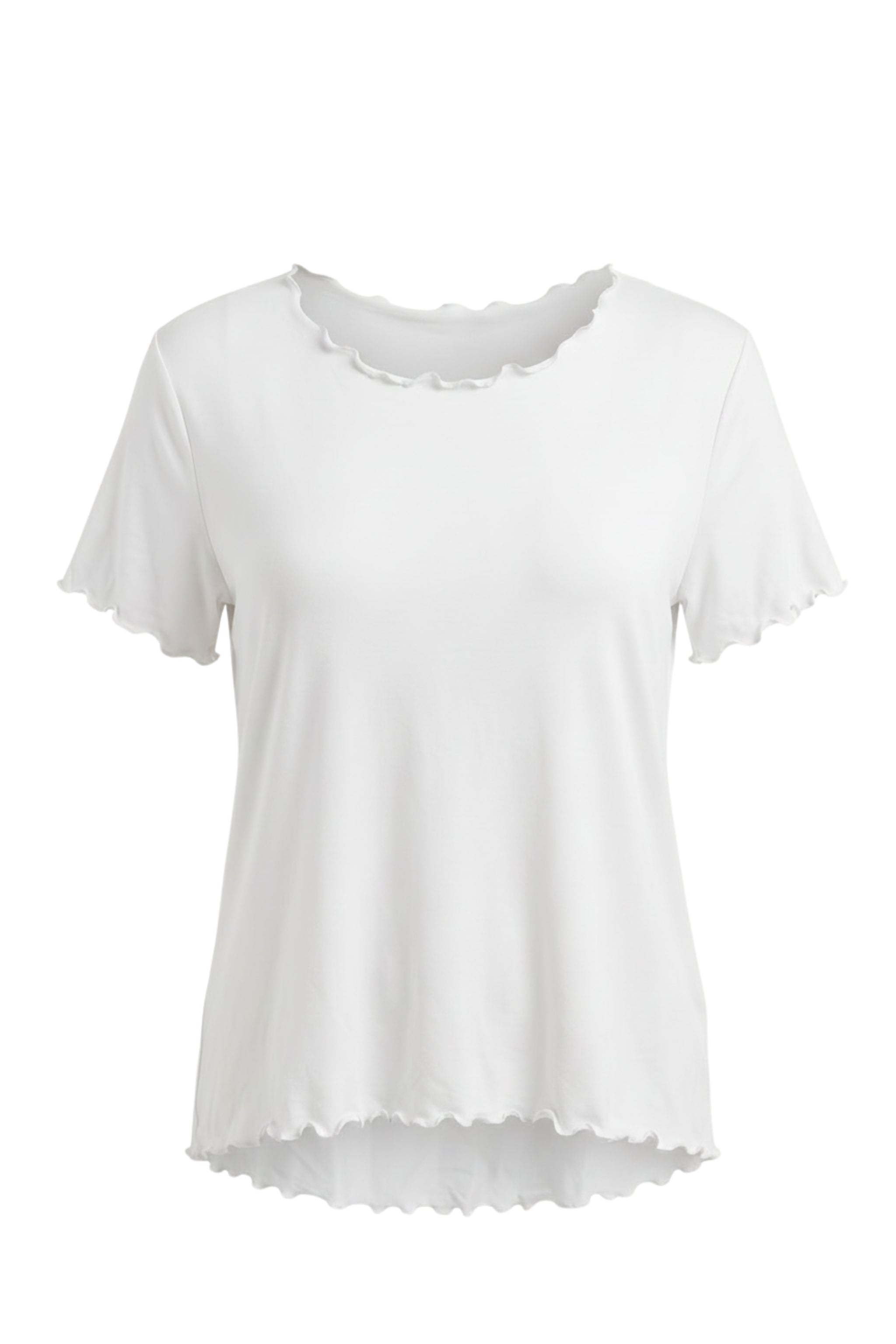Basic Shirt mit leicht gewellten Abschlüssen - groß, weiß