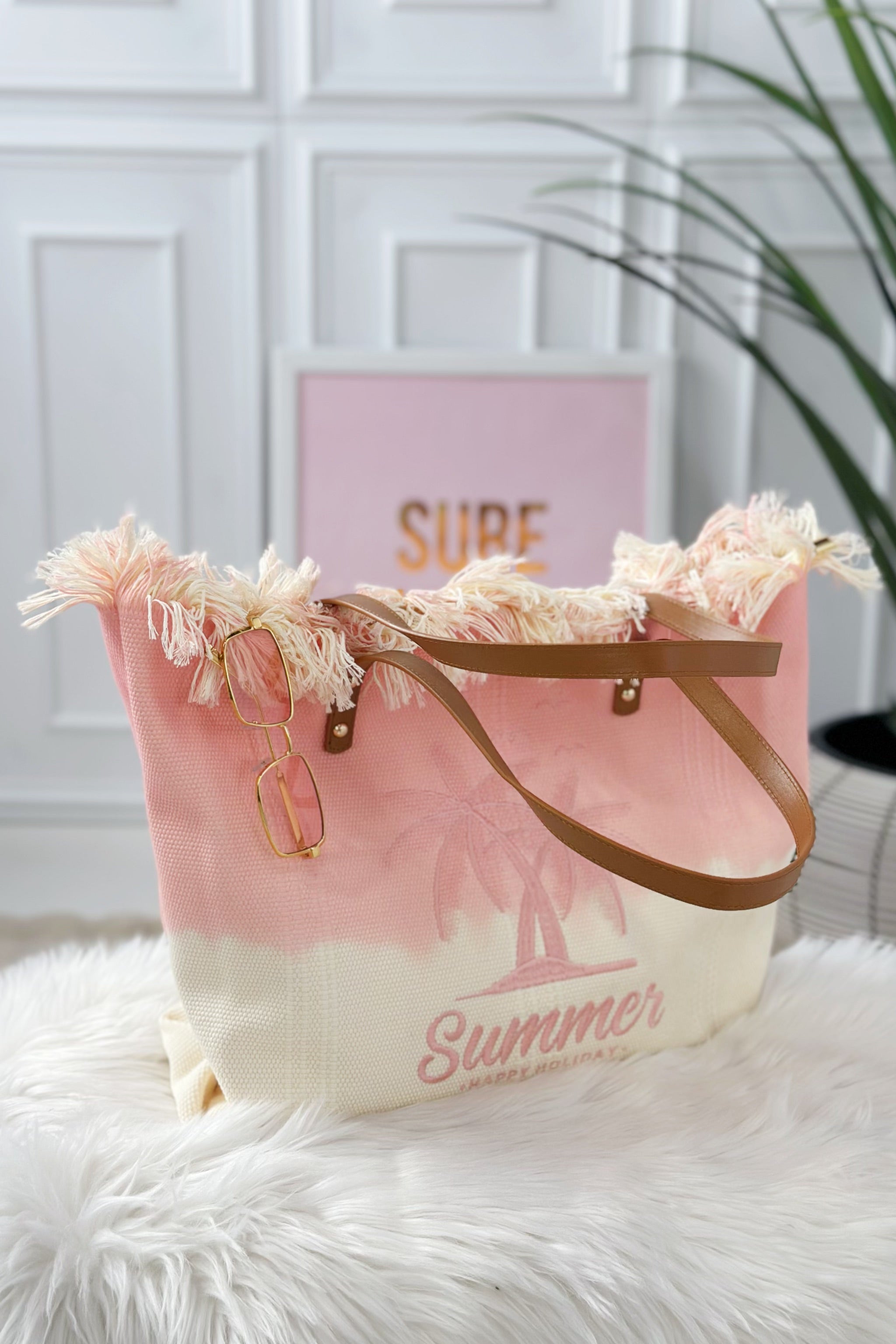 Strandtasche SUMMER, rosa-creme