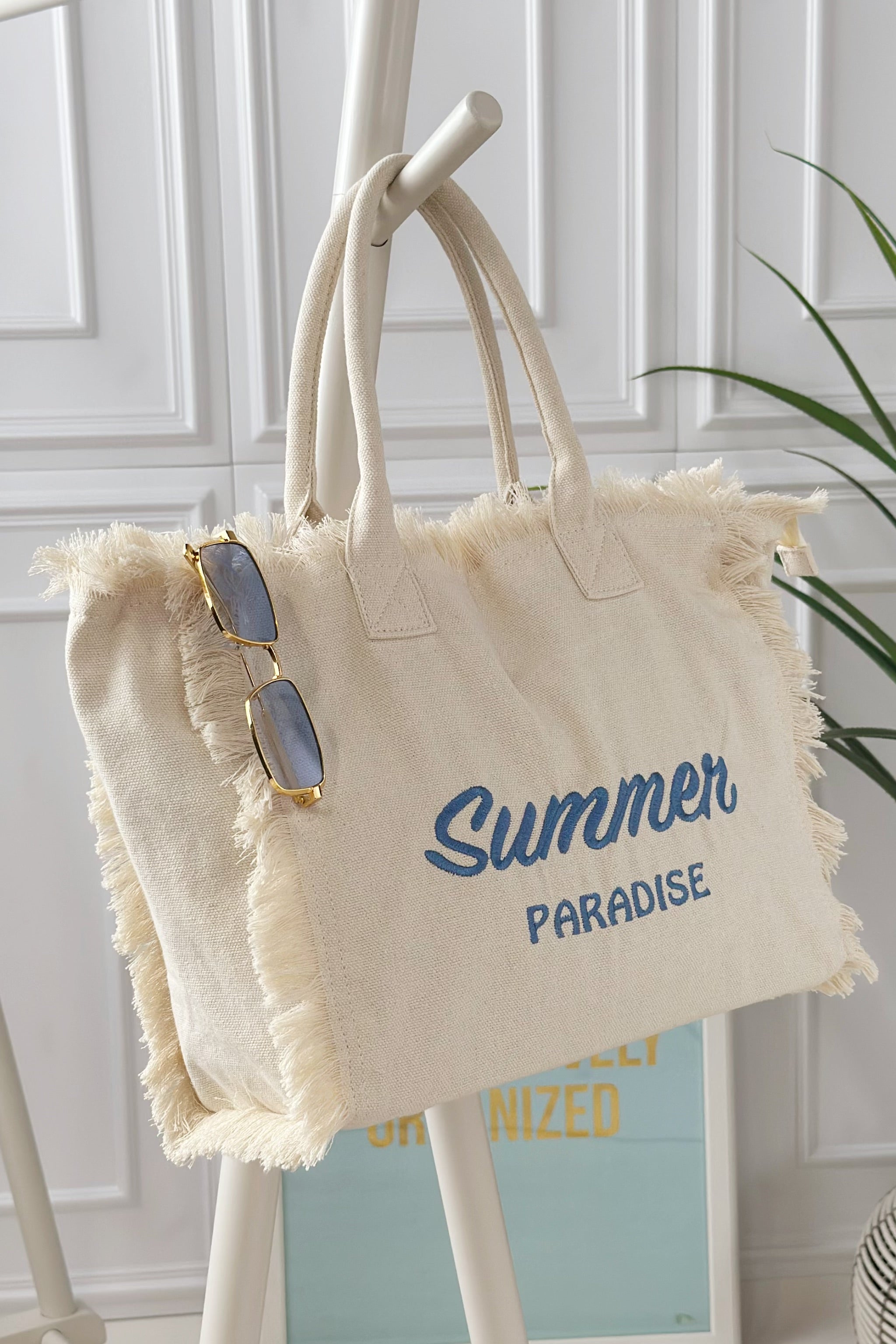 Shopper Summer PARADISE, creme-blau