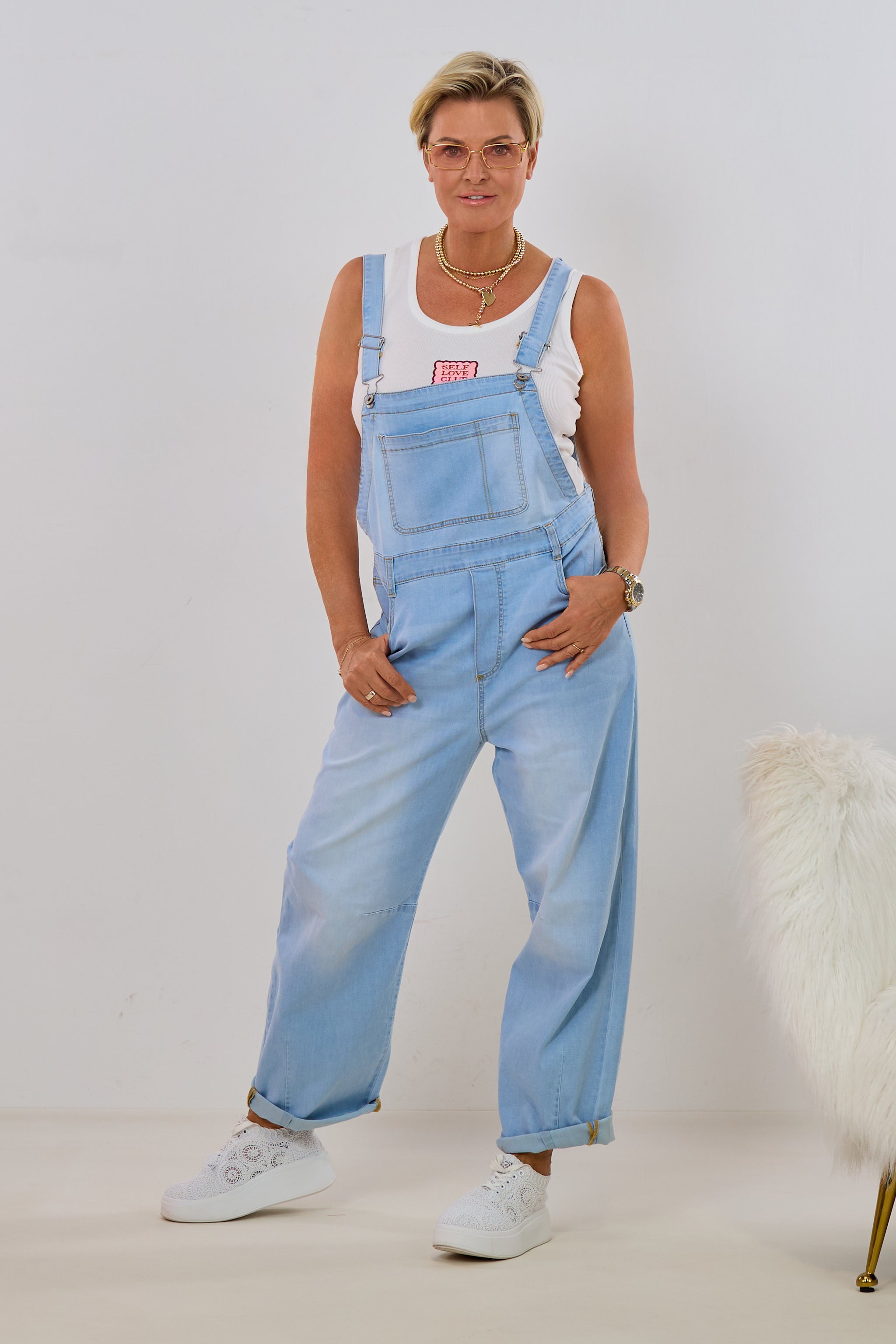 Jeans-Latzhose, hell denim
