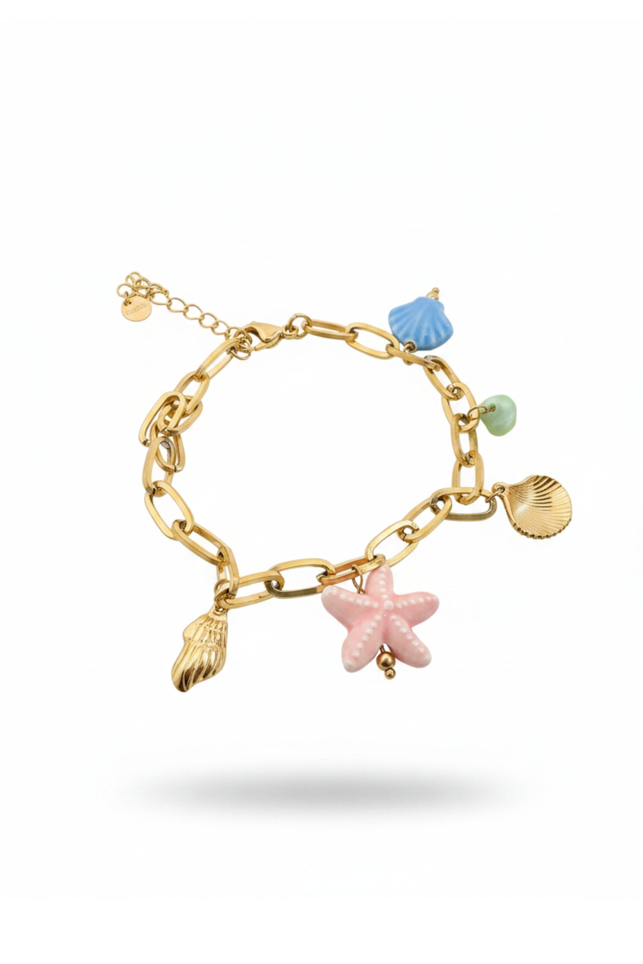 Fußkettchen mit Anhängern, gold-bunt