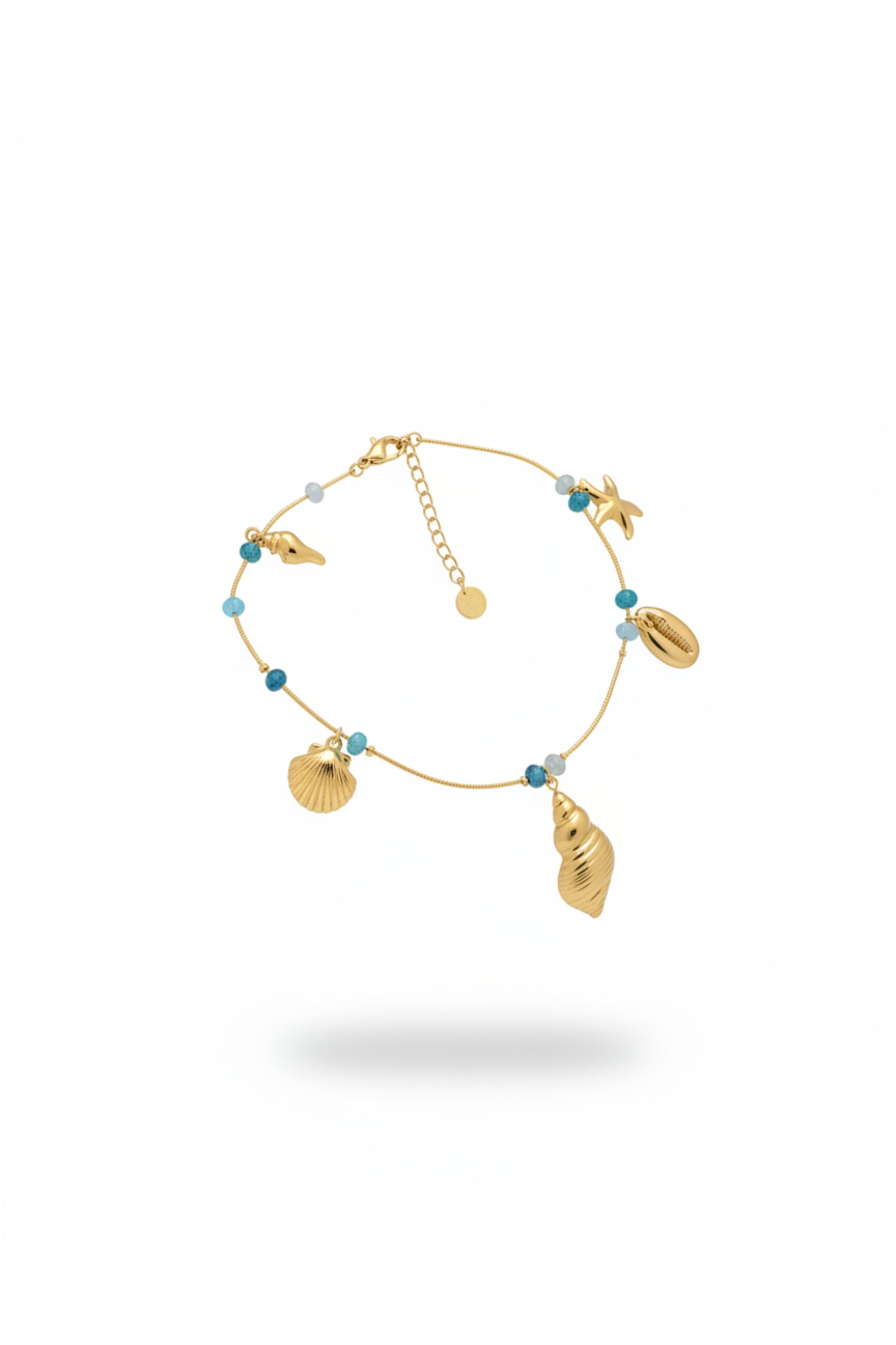 Fußkettchen mit Anhängern, gold-türkis