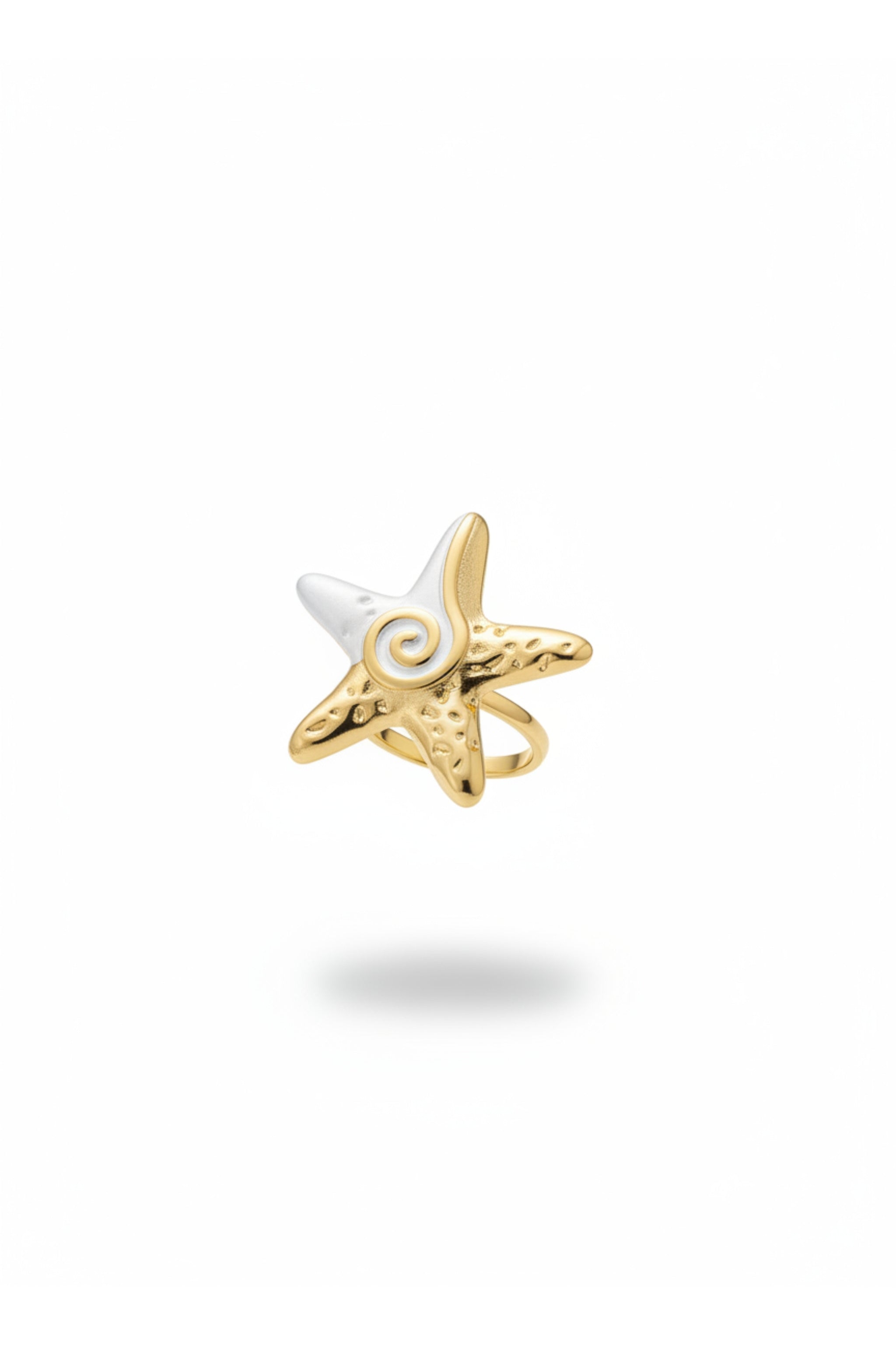 Ring mit Seestern, gold-perlmuttweiß