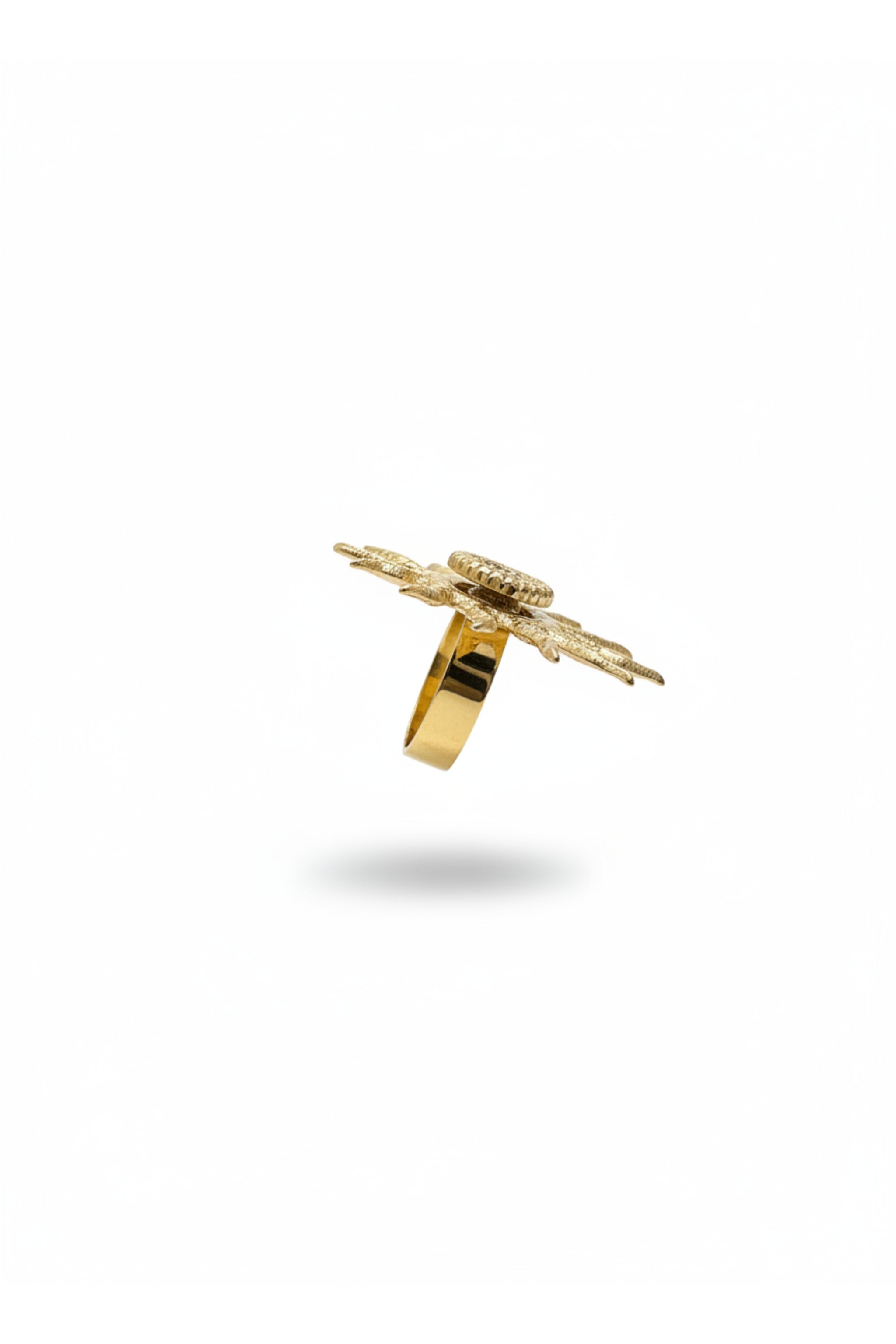 Ring mit Sonne und Muschel, gold