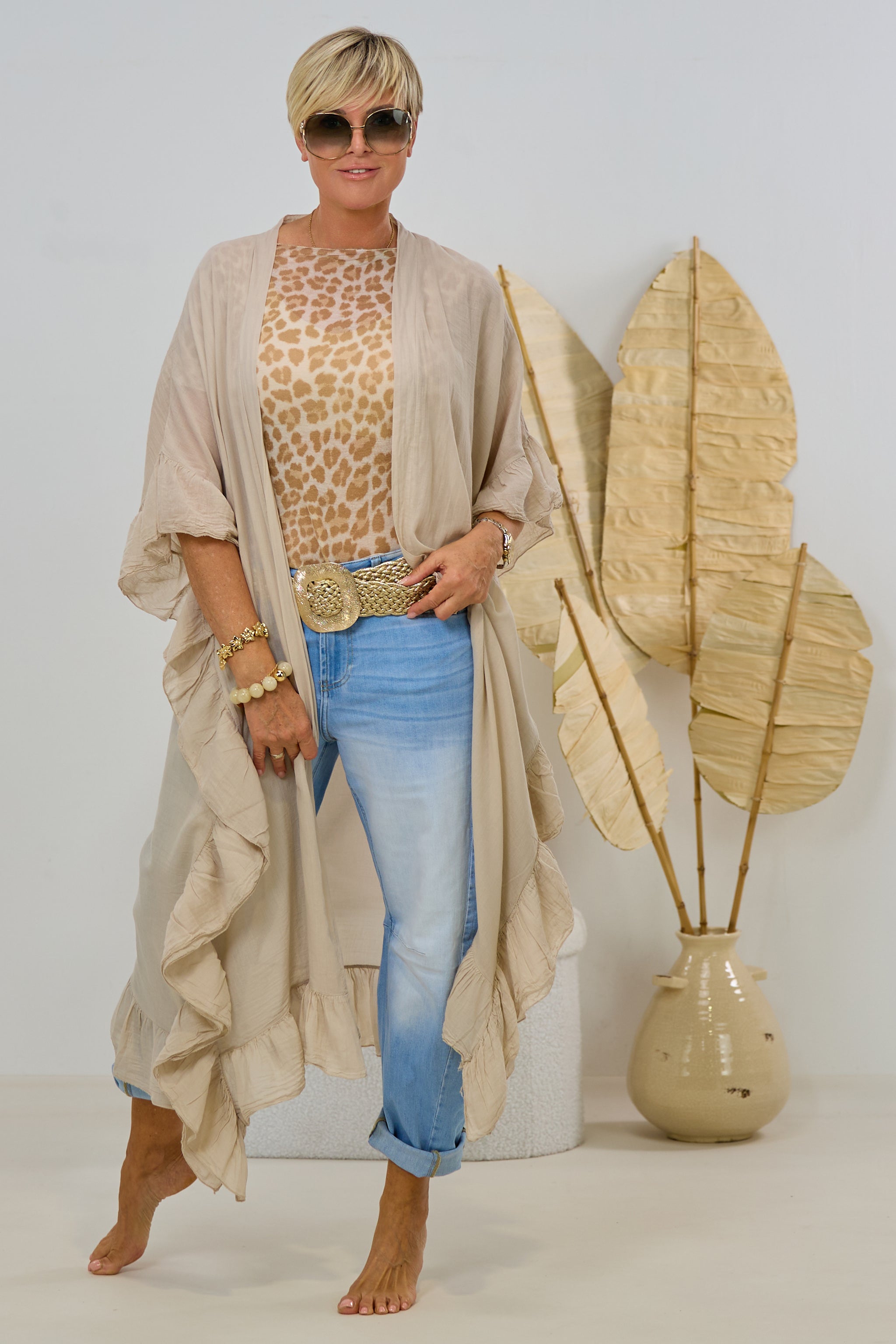 Leichte Sommer-Longjacke, beige