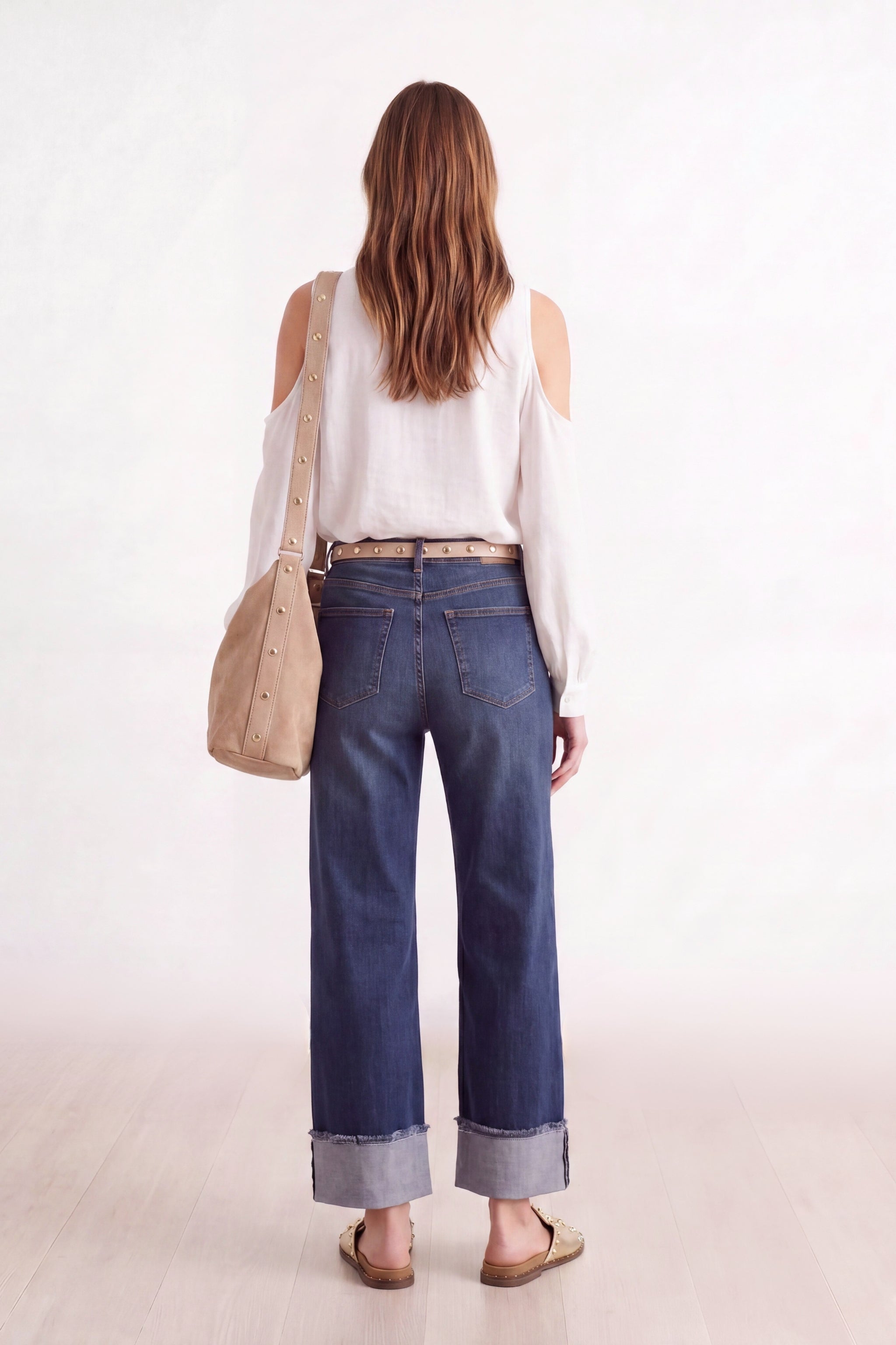 Off-Shoulder Bluse mit langen Ärmeln, ecru