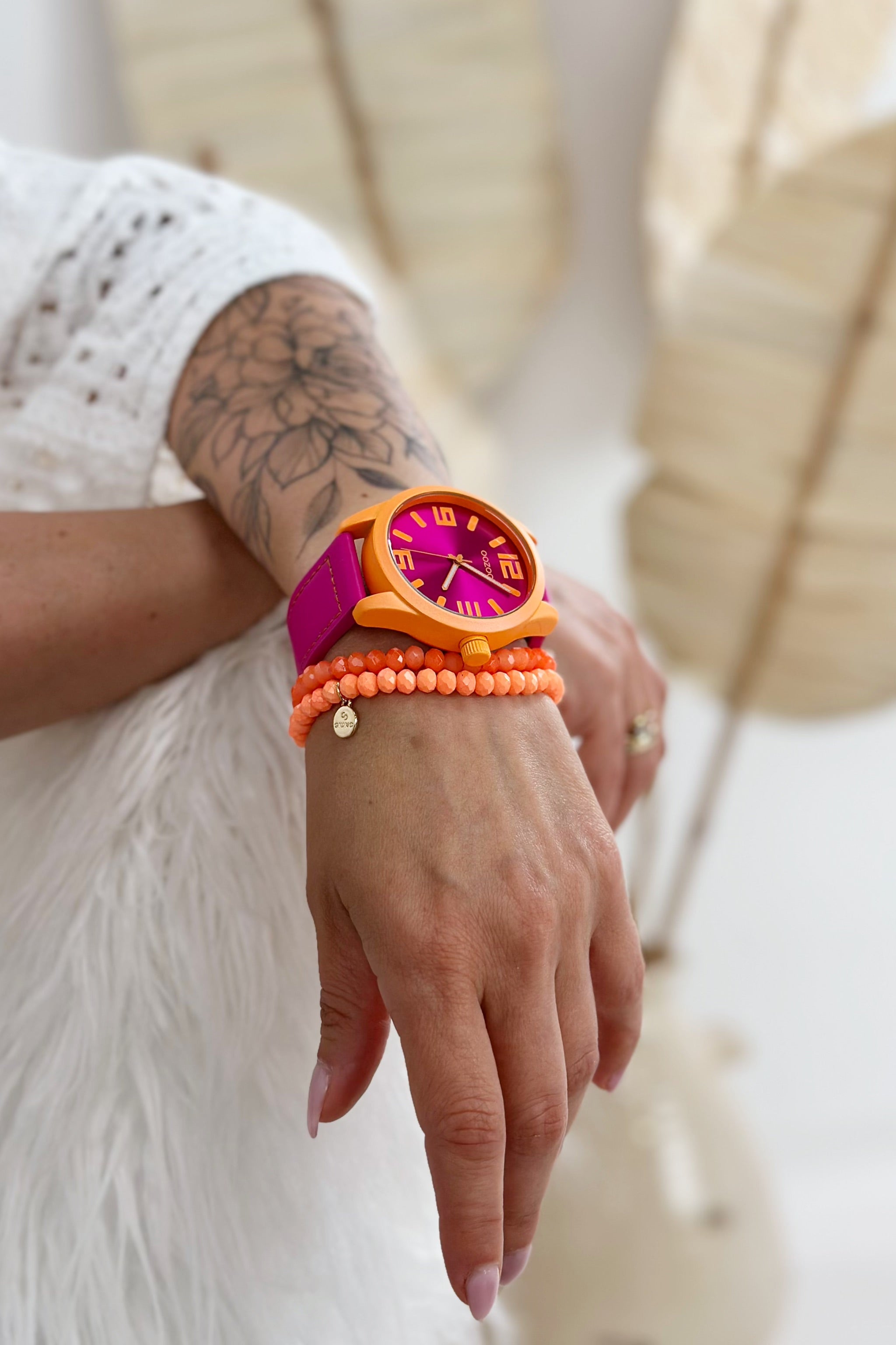 OOZOO Uhr, pink-neon orange