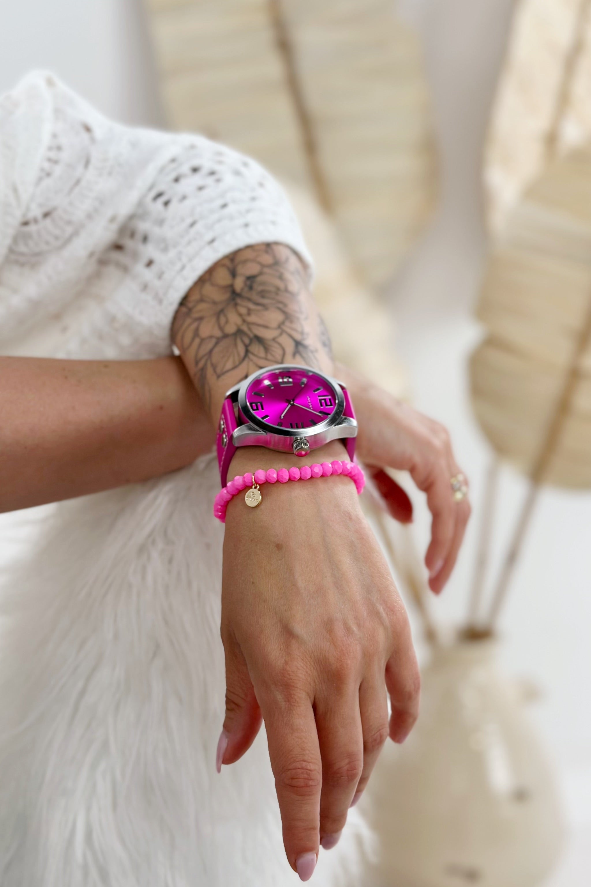 OOZOO Uhr, pink-silber