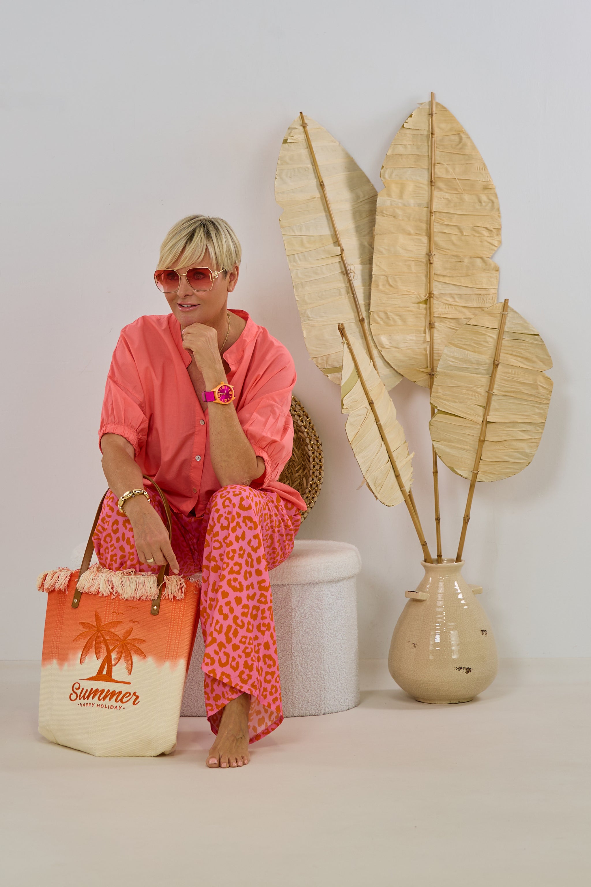 Leichte Bluse mit kurzen Ärmeln, apricot