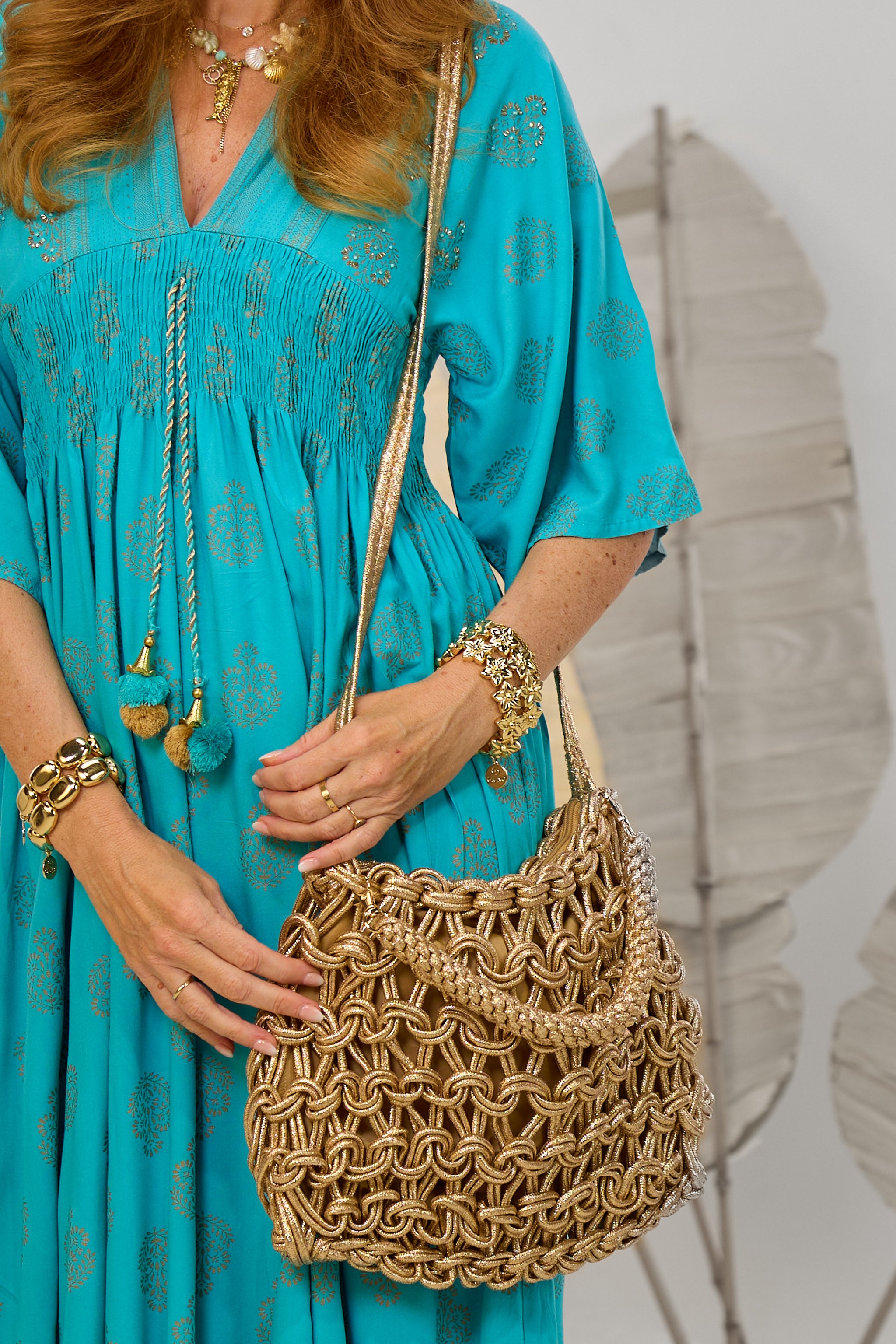 Tasche im Strick-Look, gold