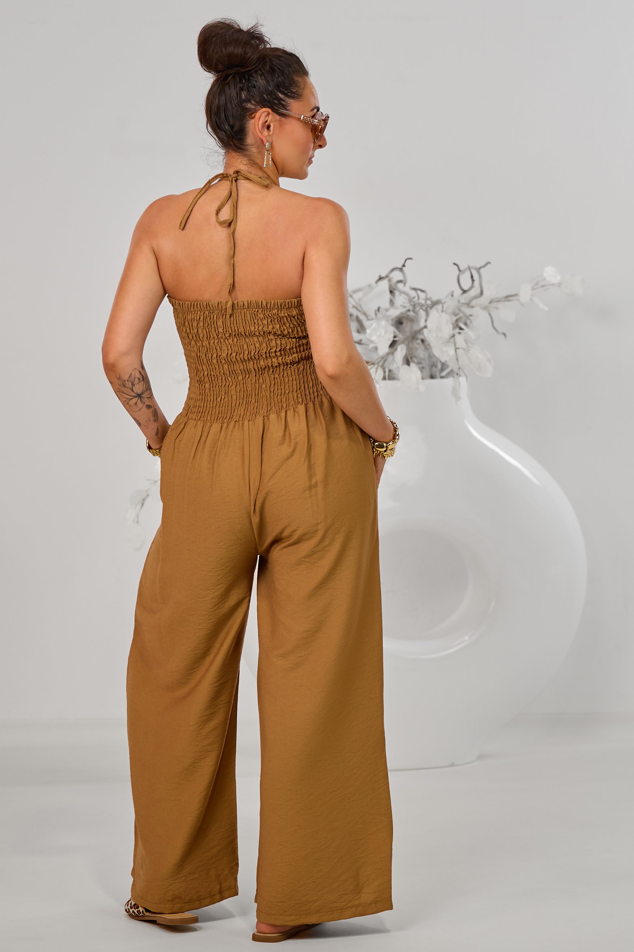 Gesmokter Overall, camel