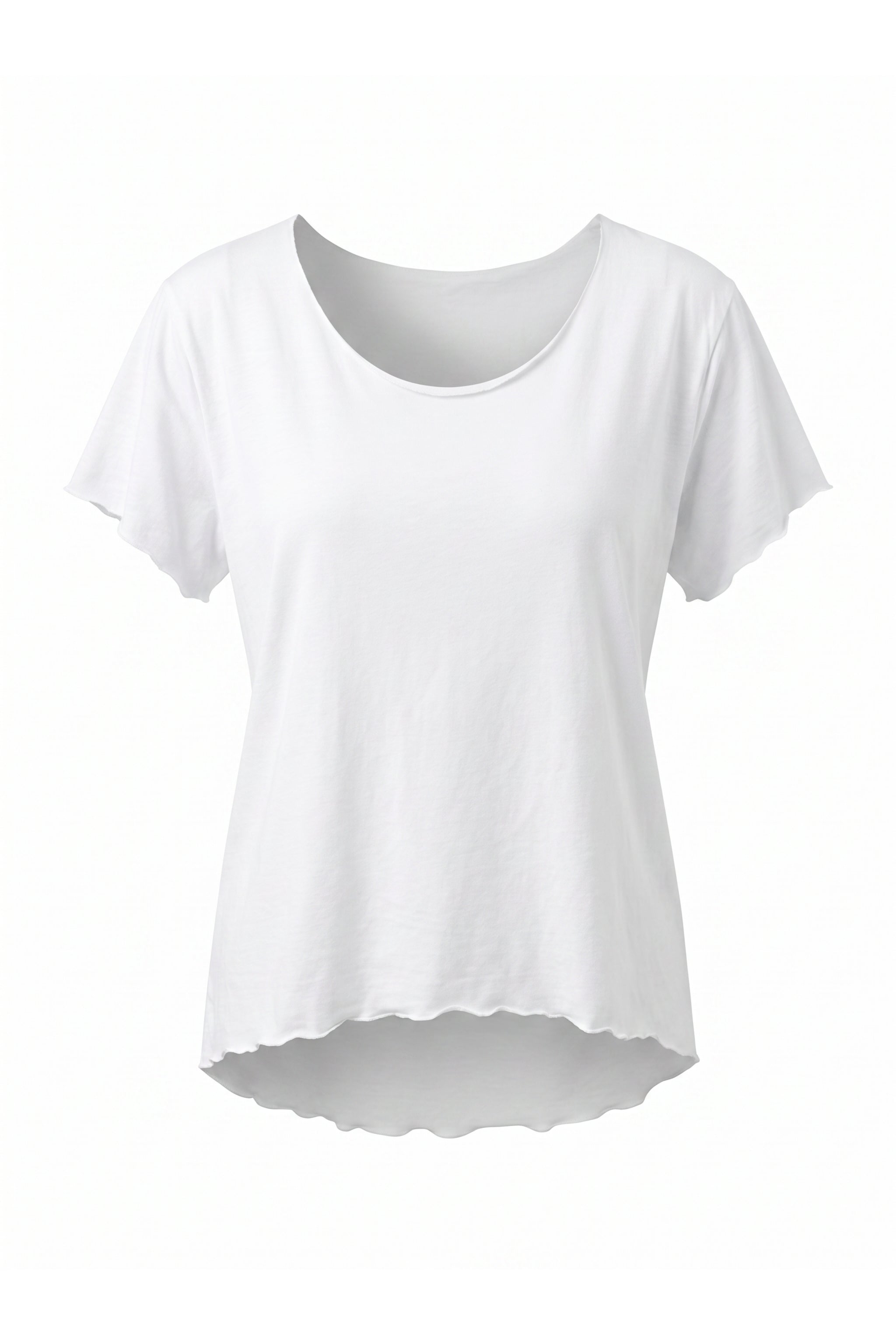 Basic Shirt mit leicht gewellten Abschlüssen - klein, weiß