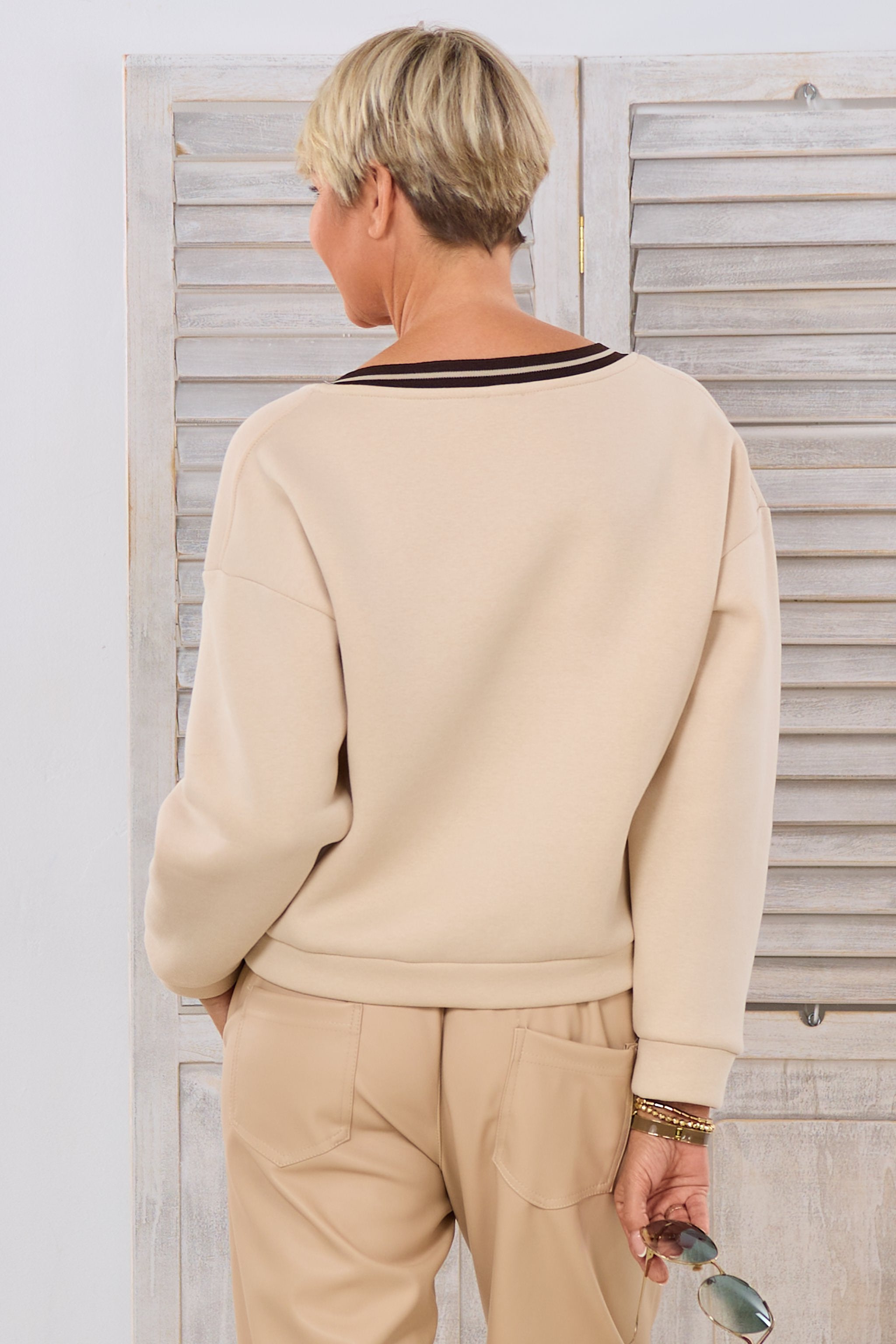 kurzes Sweaty New York, beige-braun