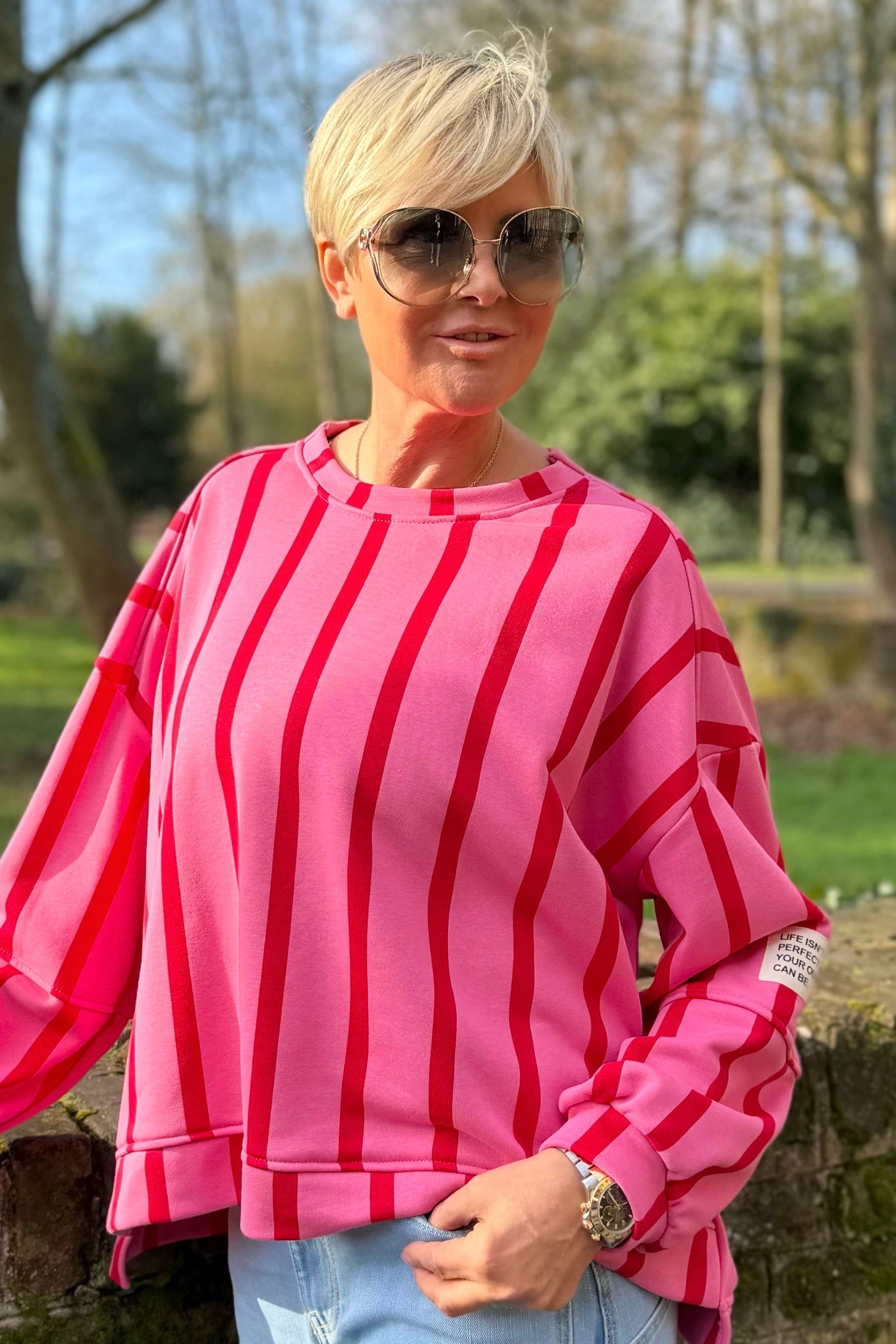 Gestreiftes Sweaty, pink-rot