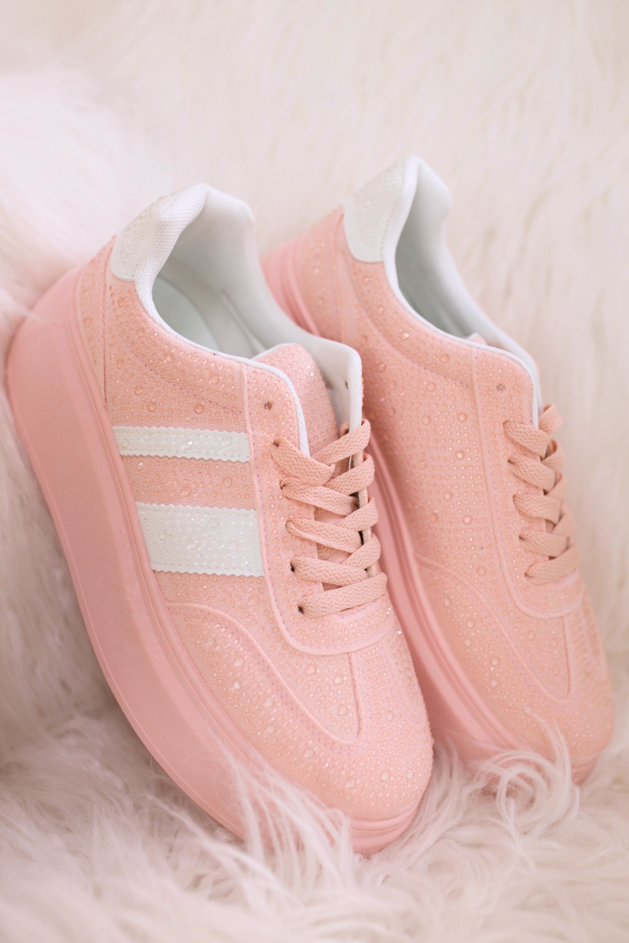 Sneaker mit durchsichtigen Pünktchen, rosa-weiß
