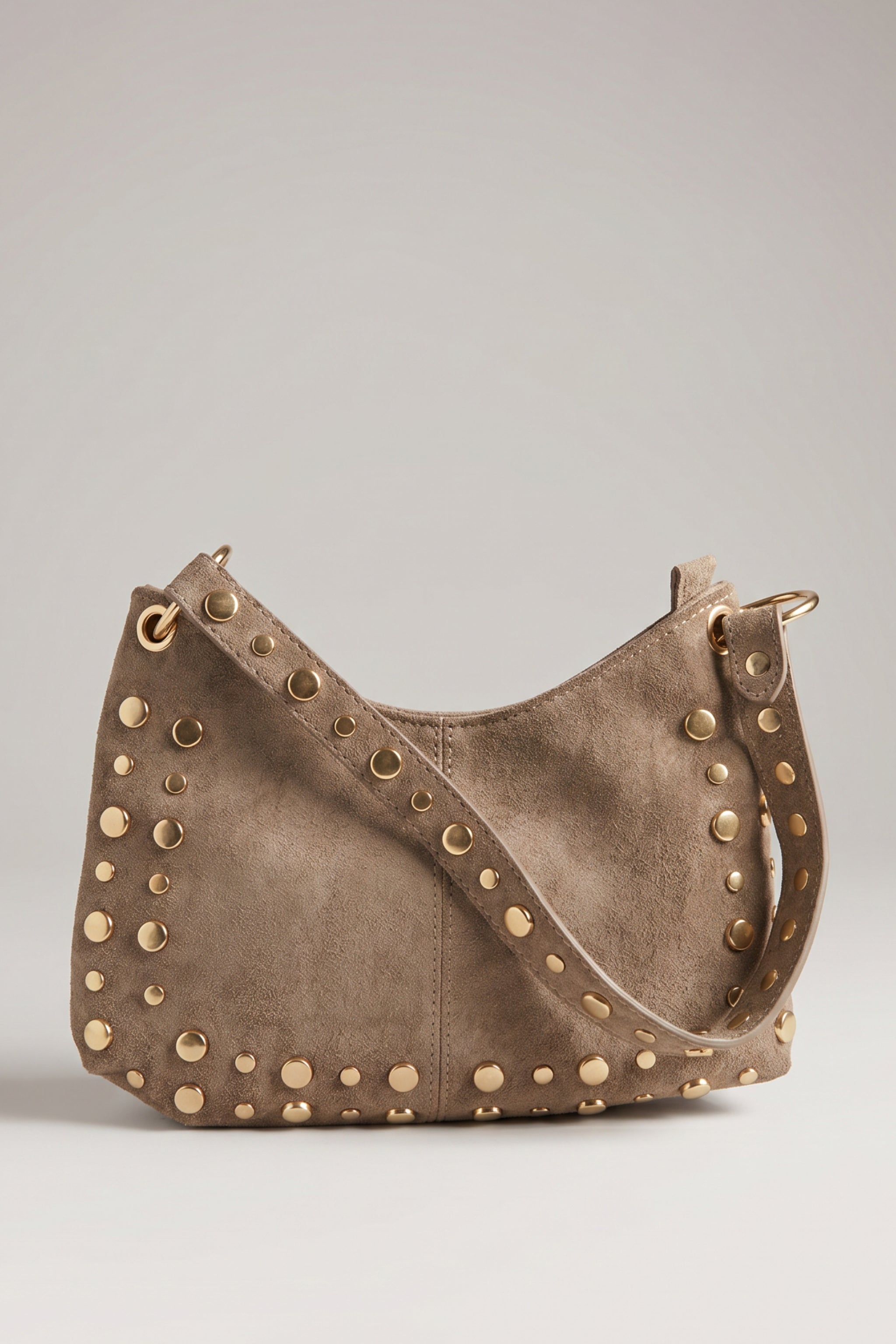 Kleine Tasche mit Nieten, taupe