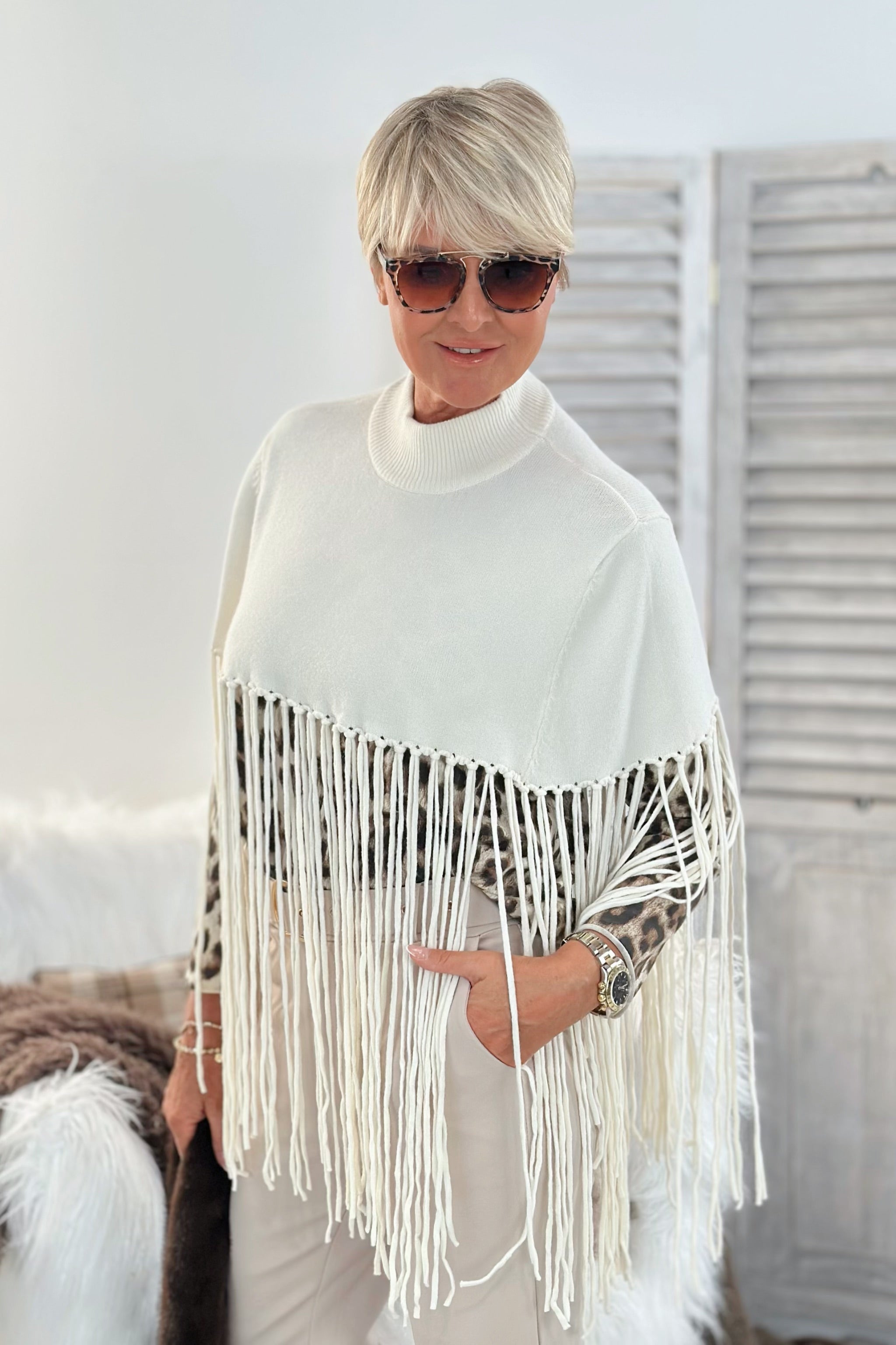 Poncho/Pulli, creme