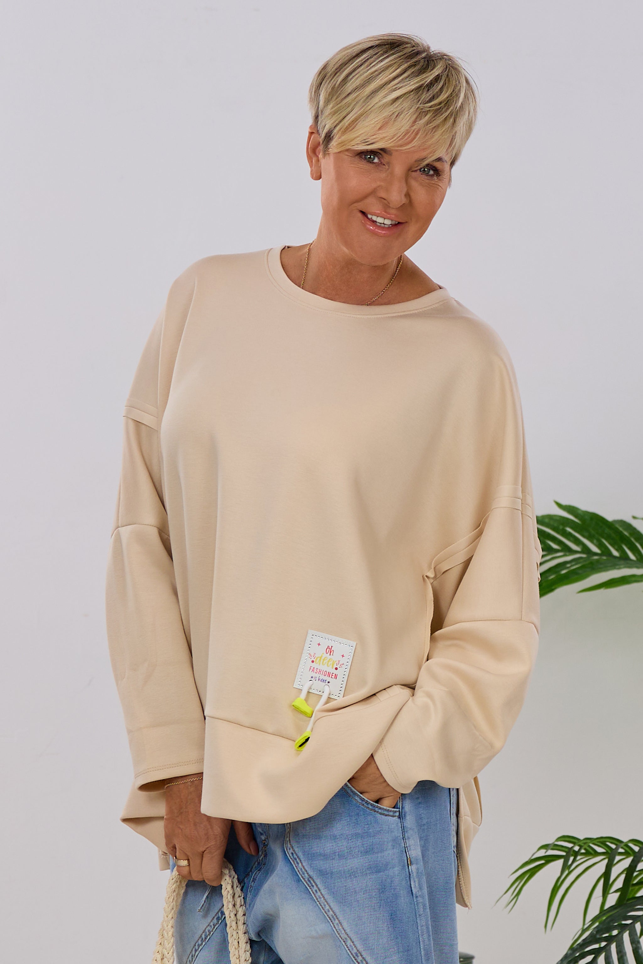 Cozy Sweaty mit außenliegenden Nähten, beige
