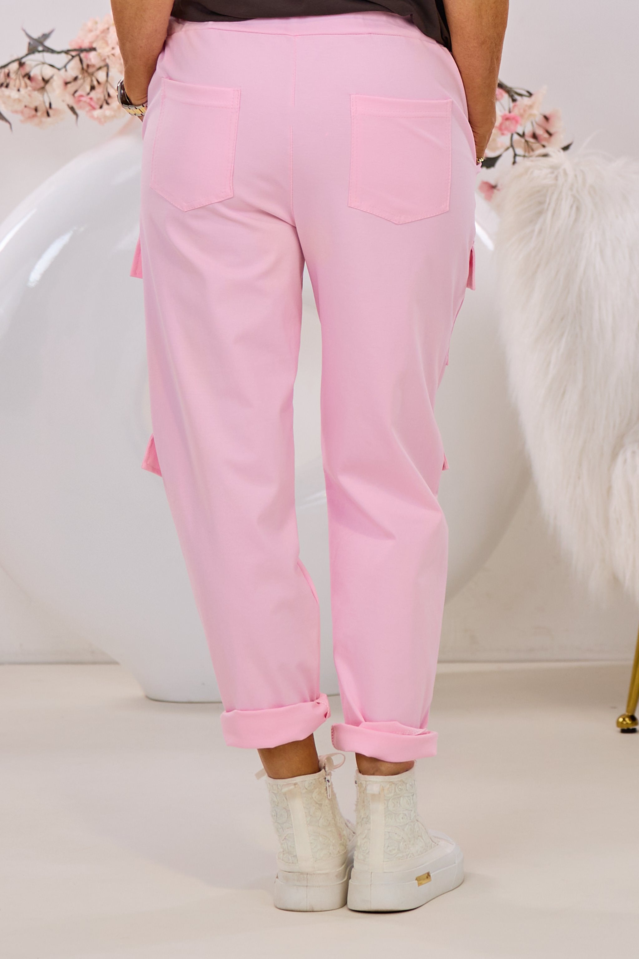Cargohose mit Zierreißverschlüssen, rosa