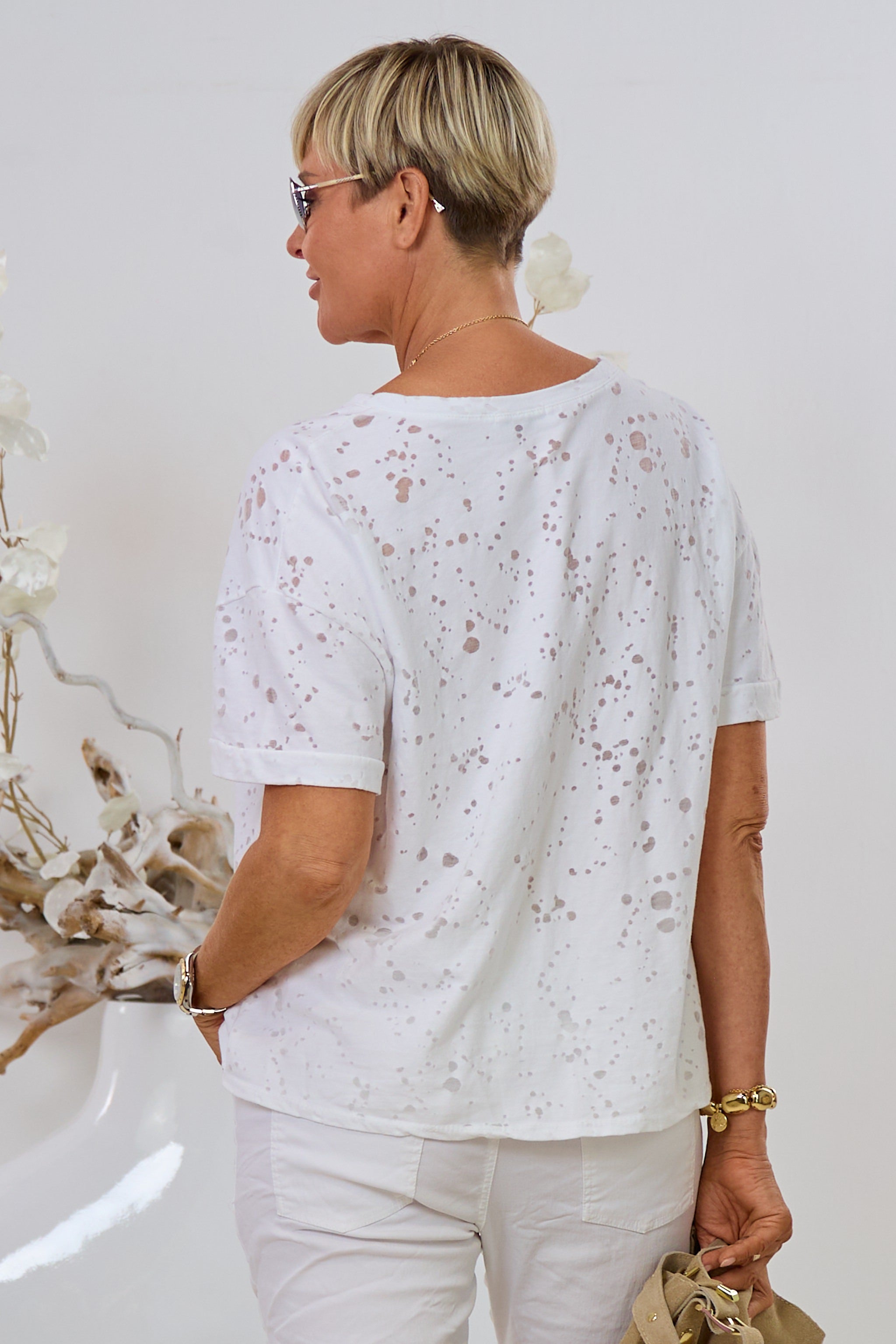 T-Shirt mit Ankermotiv, weiß/ecru