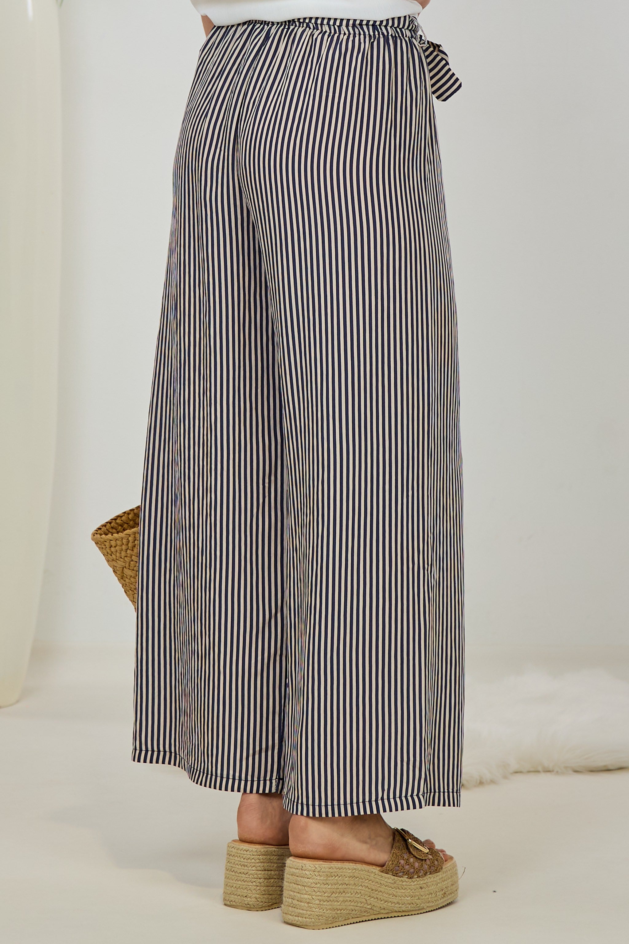 gestreifte Hose, blau-ecru