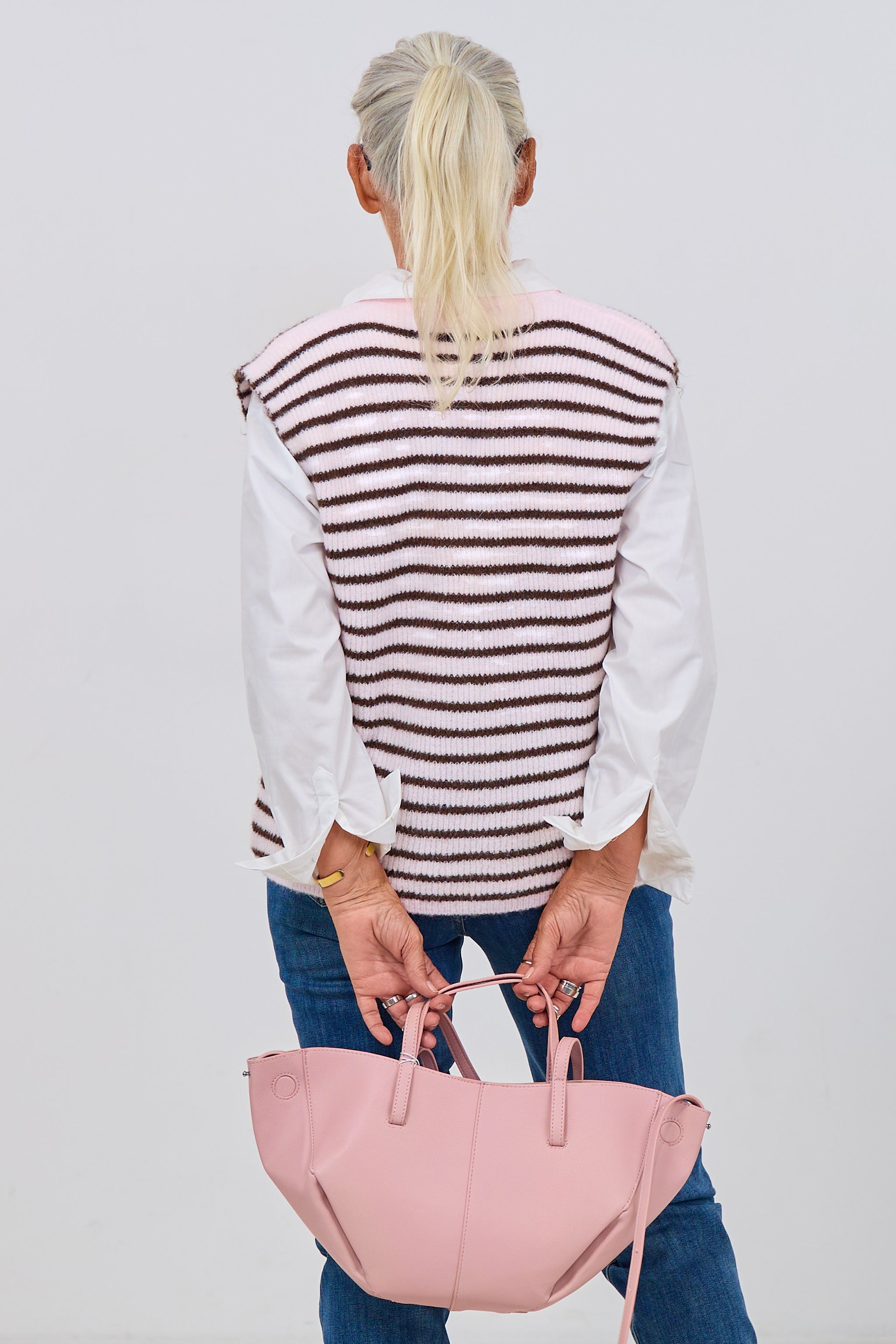 Geringelte Weste, rosa-dunkelbraun