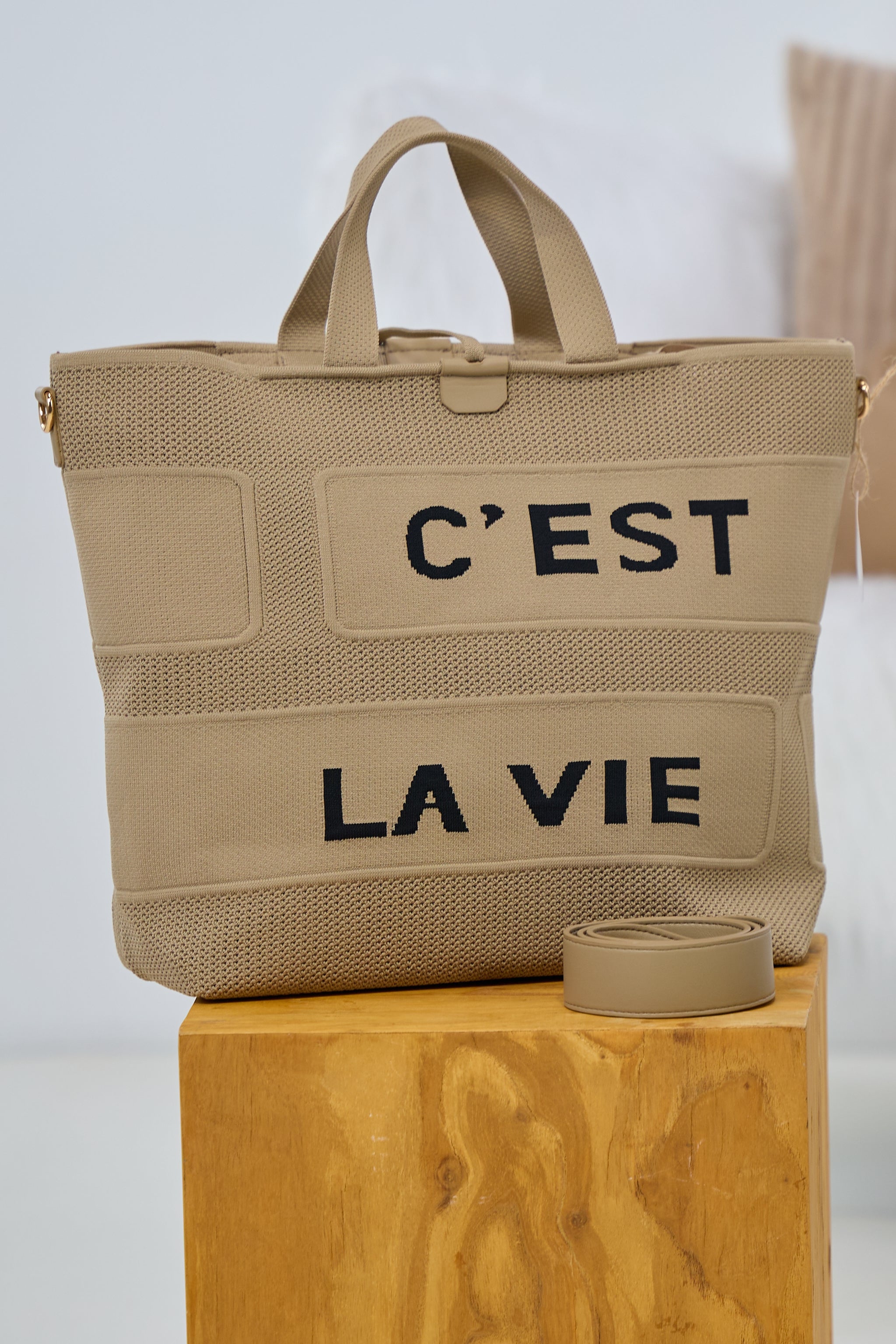 Shopper "c'est la vie", taupe