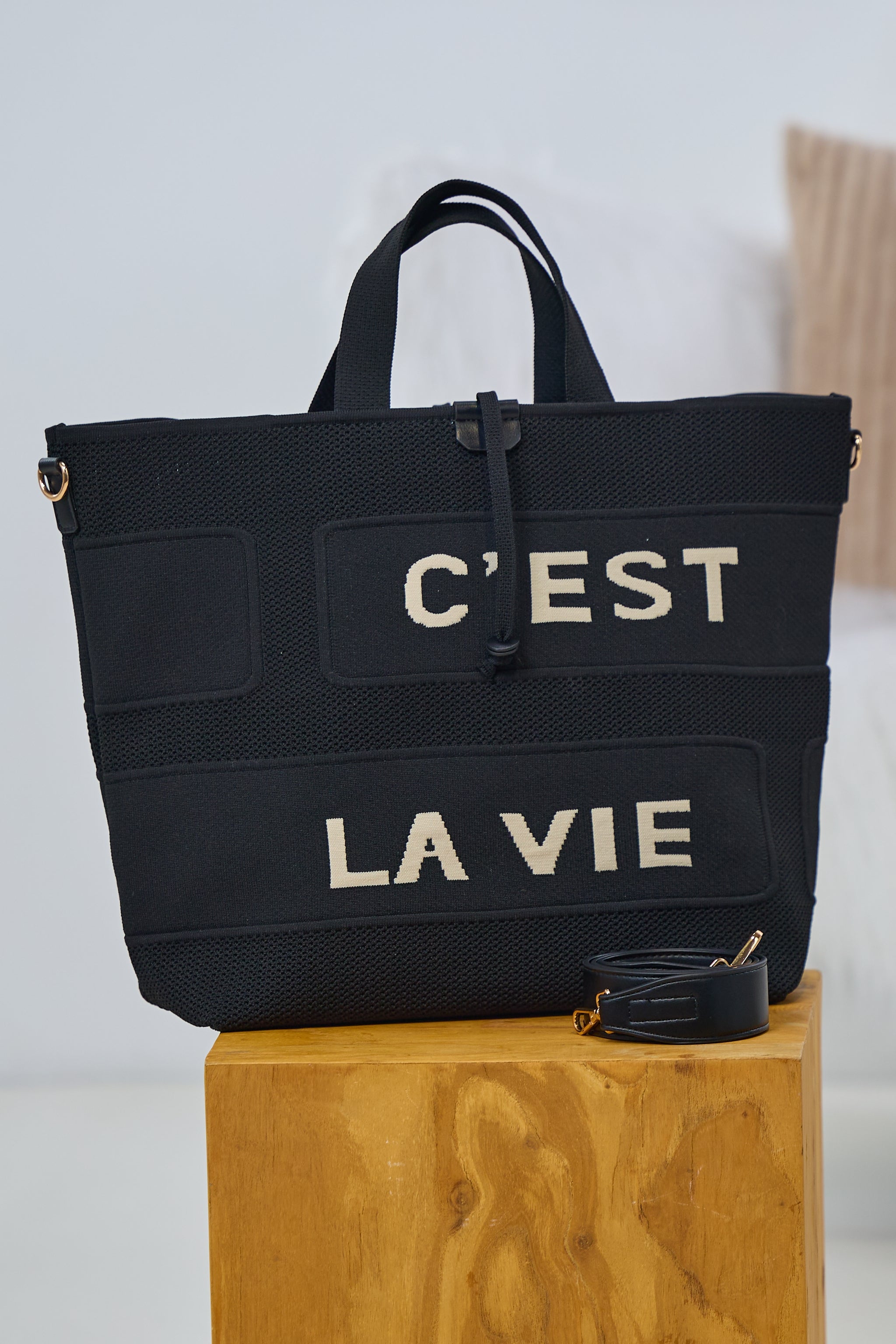 Shopper "c'est la vie", schwarz