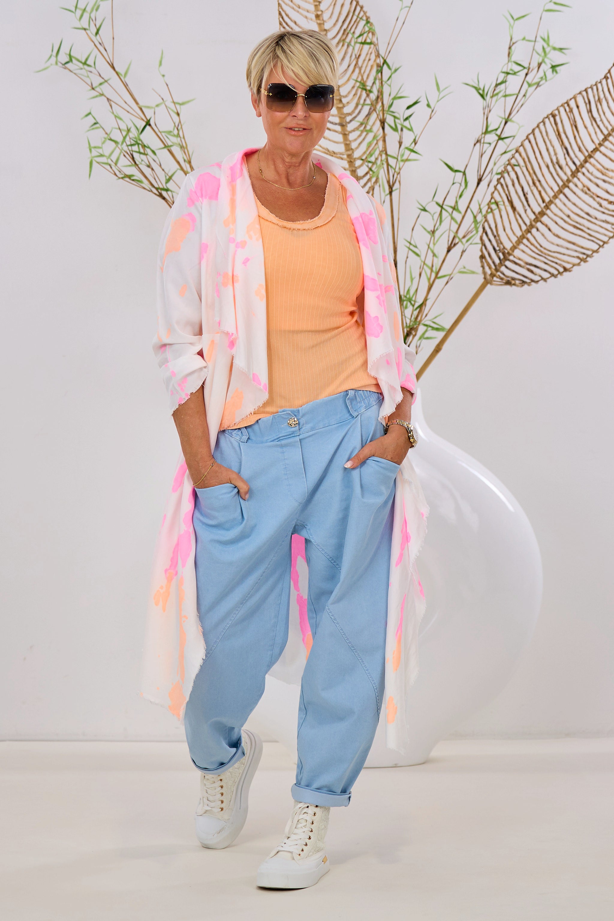 Longjacke NEON Batic, ecru-orange-rosa