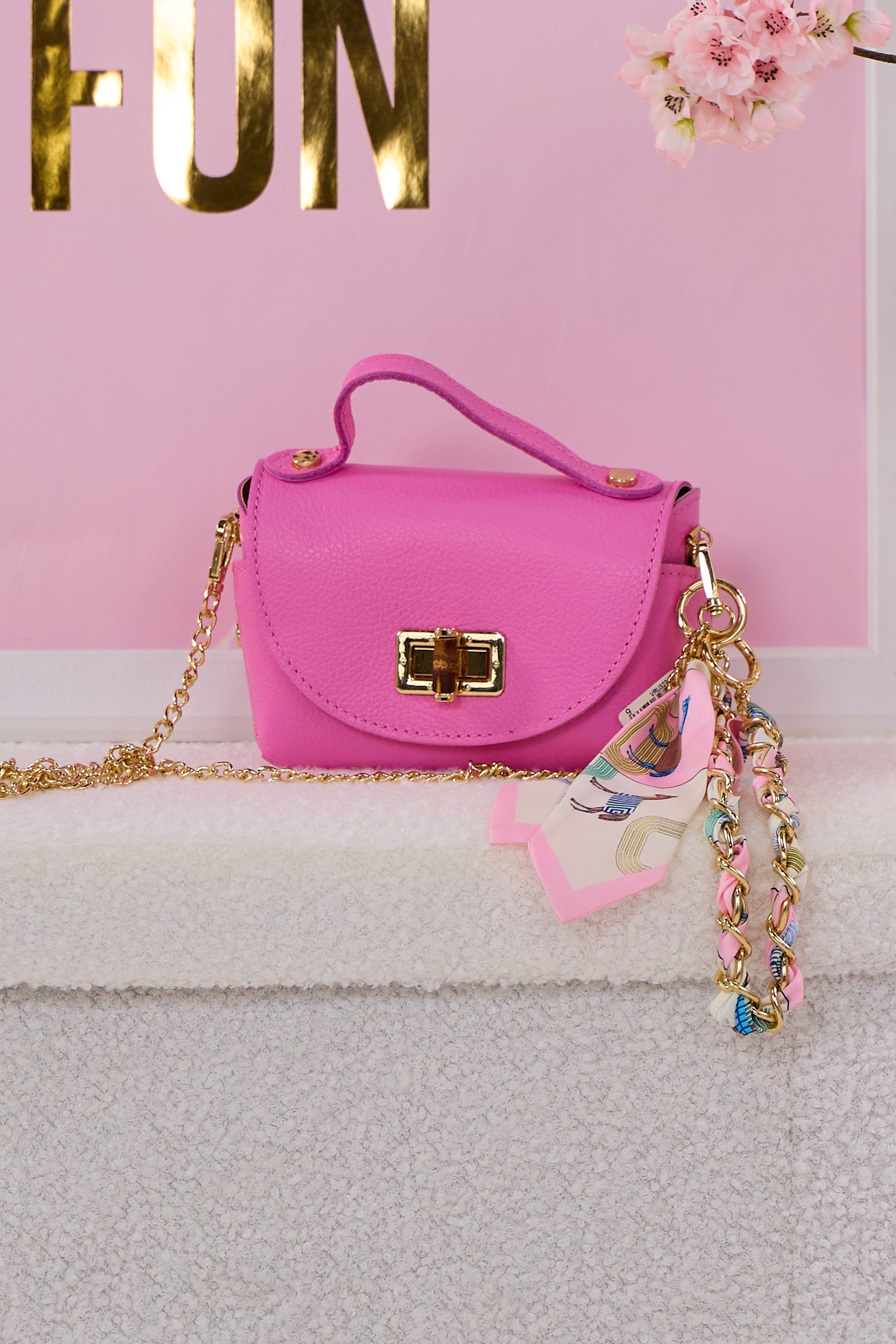 Kleine Echtleder Tasche, pink