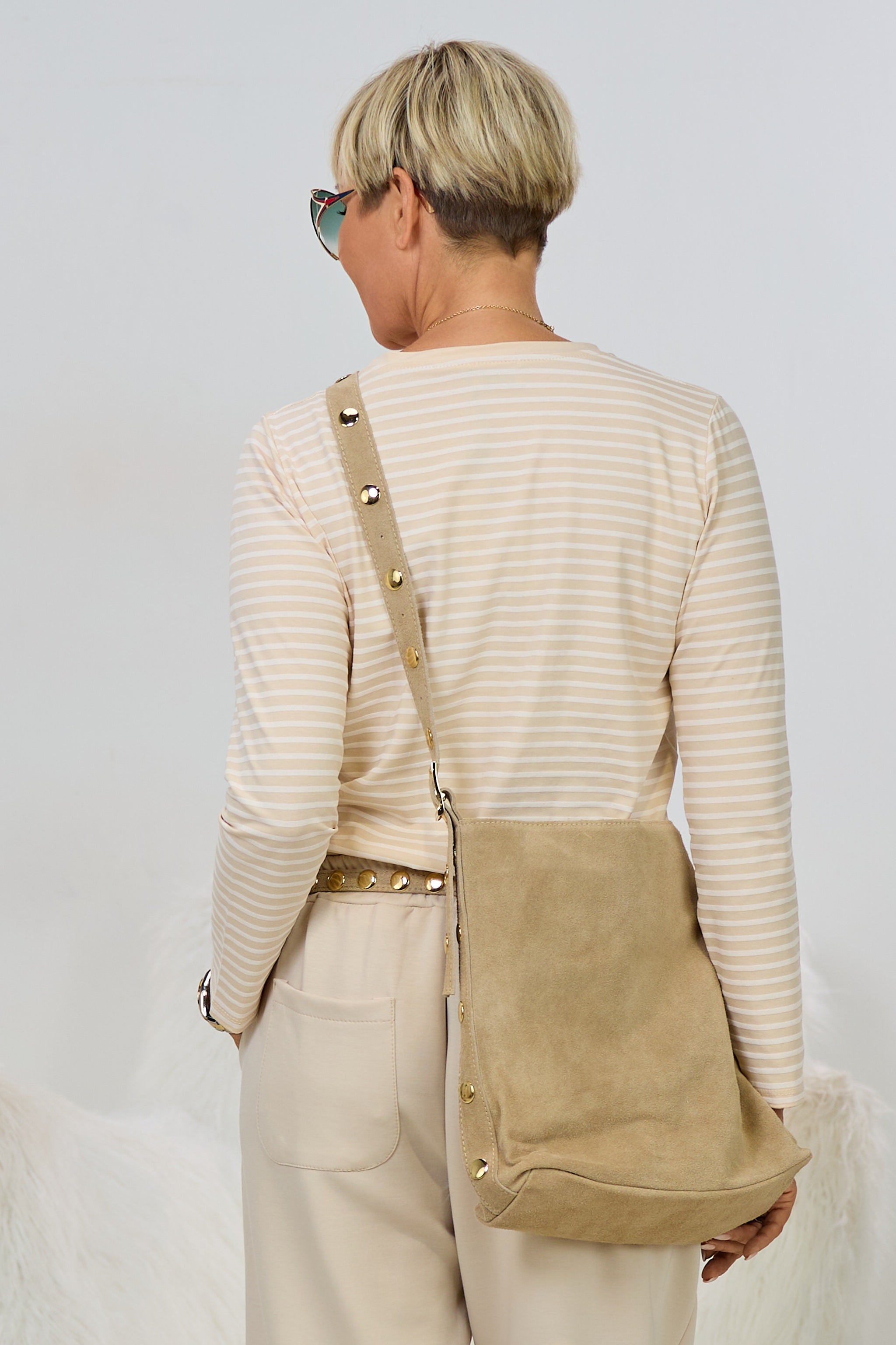 Echtleder Umhängetasche, dunkel beige