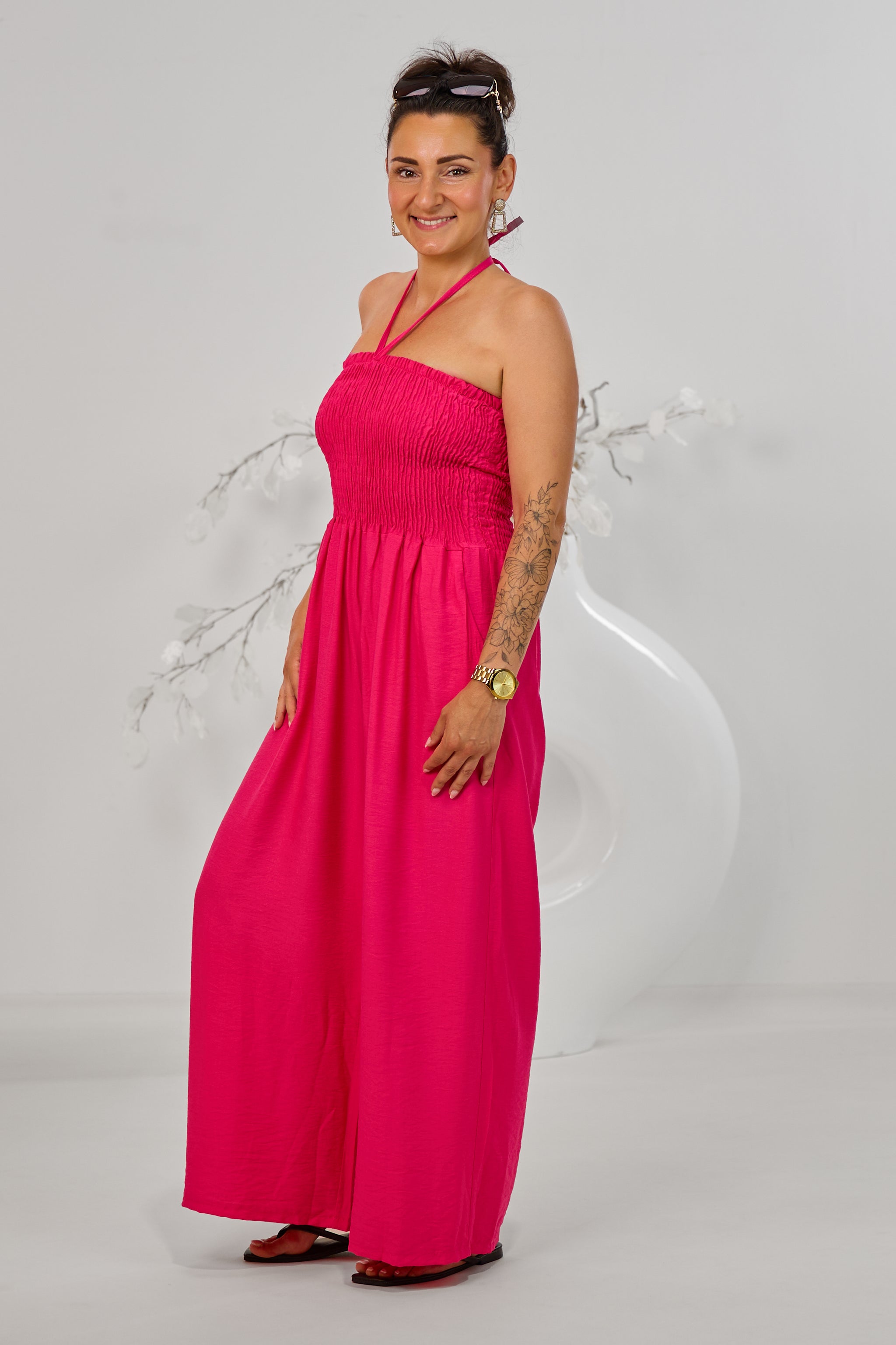 Gesmokter Overall, pink
