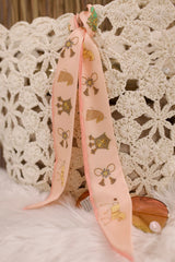 narrow fabric ribbon with carriage motif, apricot-green