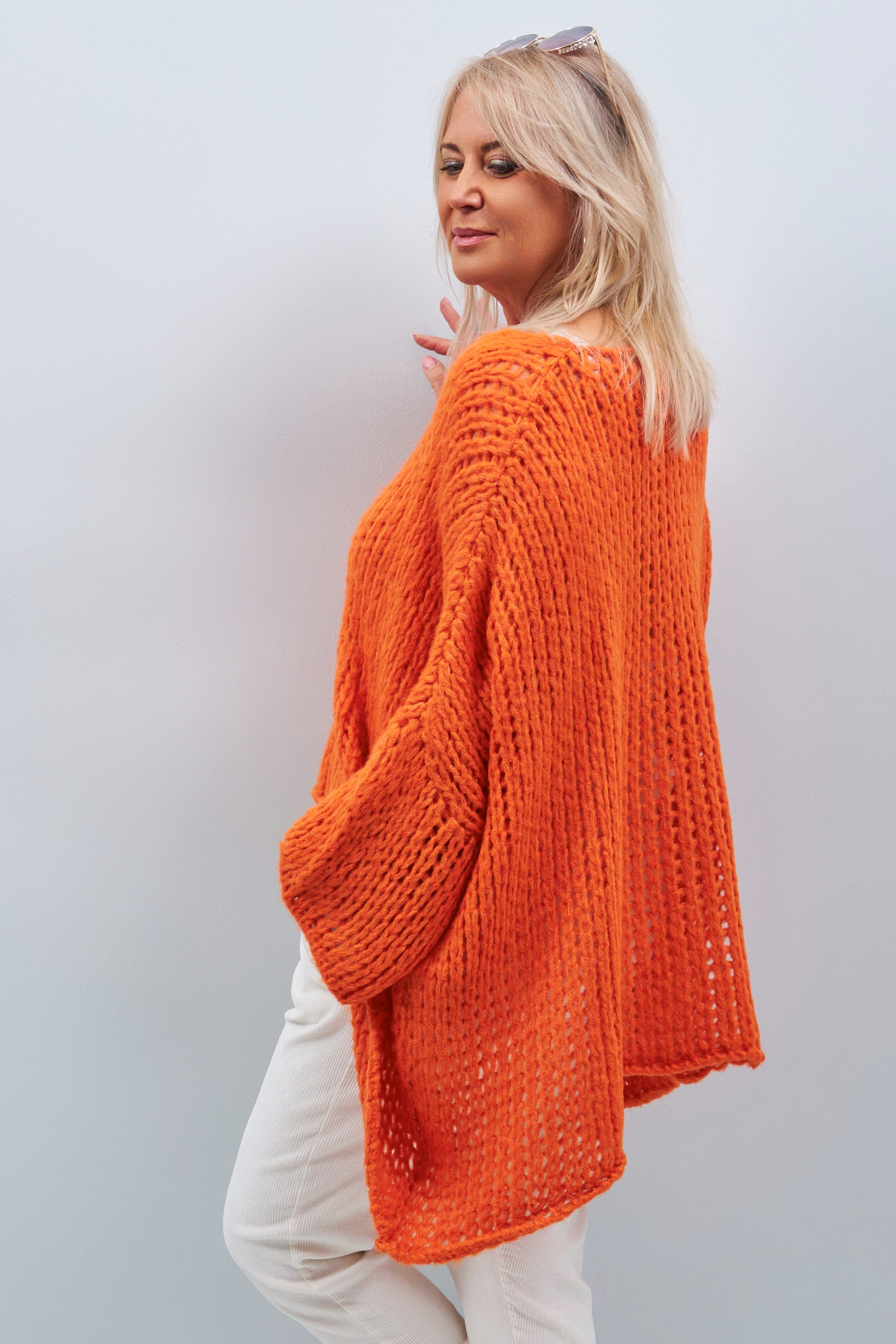 Orange chunky outlet knit jumper