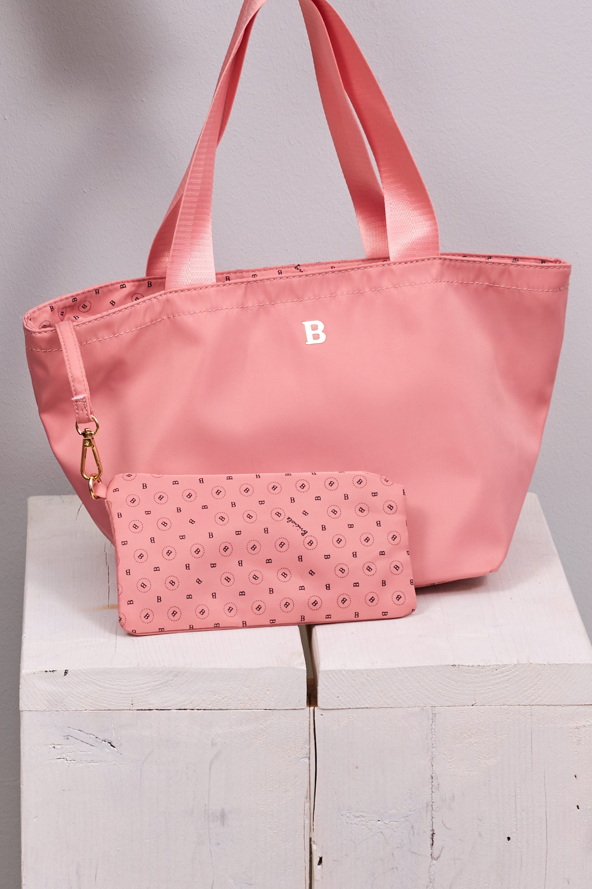 Glänzende Tasche, rosa-gold