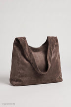 Tasche in Veloursleder-Optik, taupe