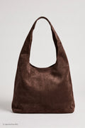 Tasche in Veloursleder-Optik, schokobraun