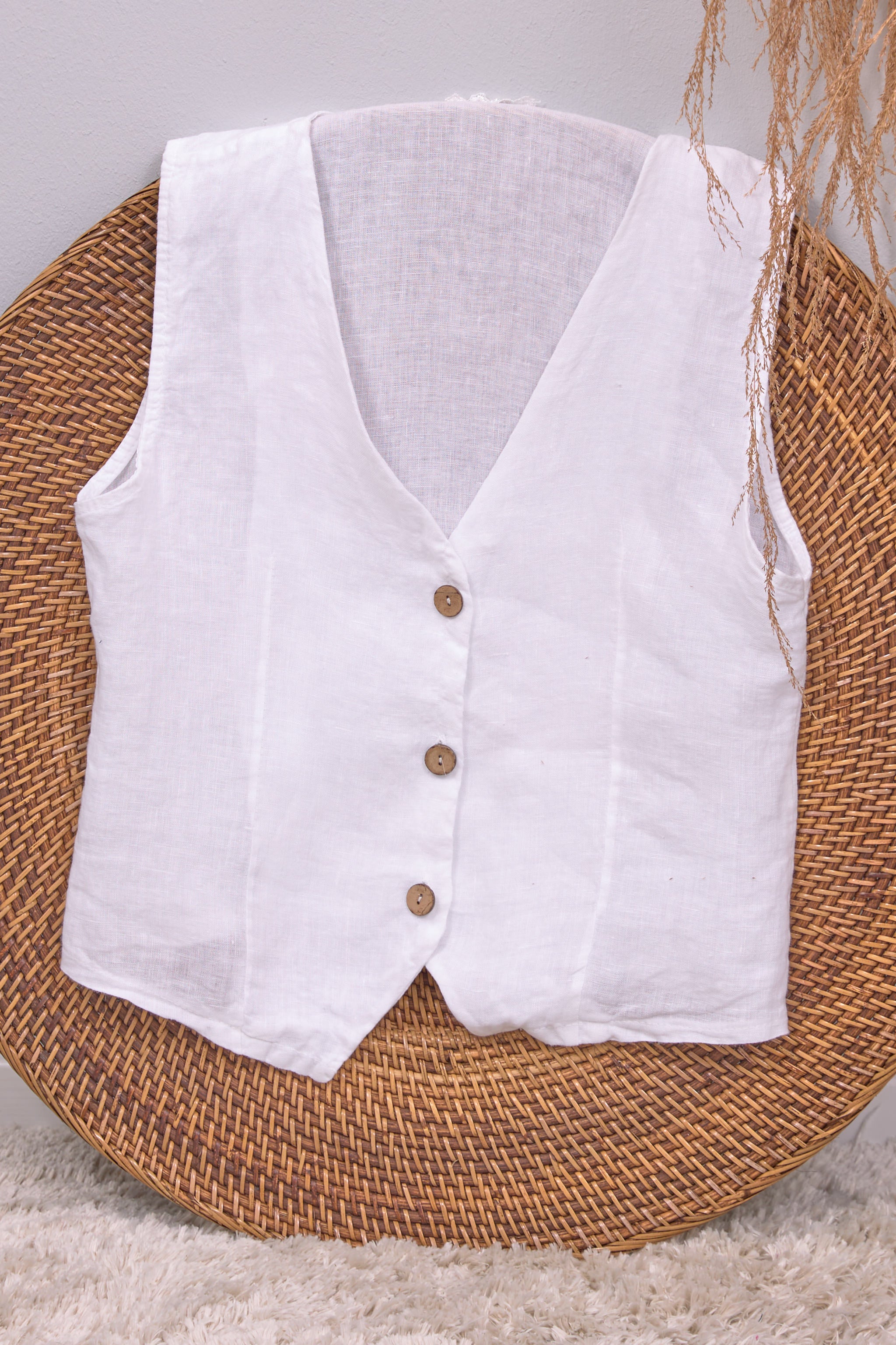 Linen vest, white
