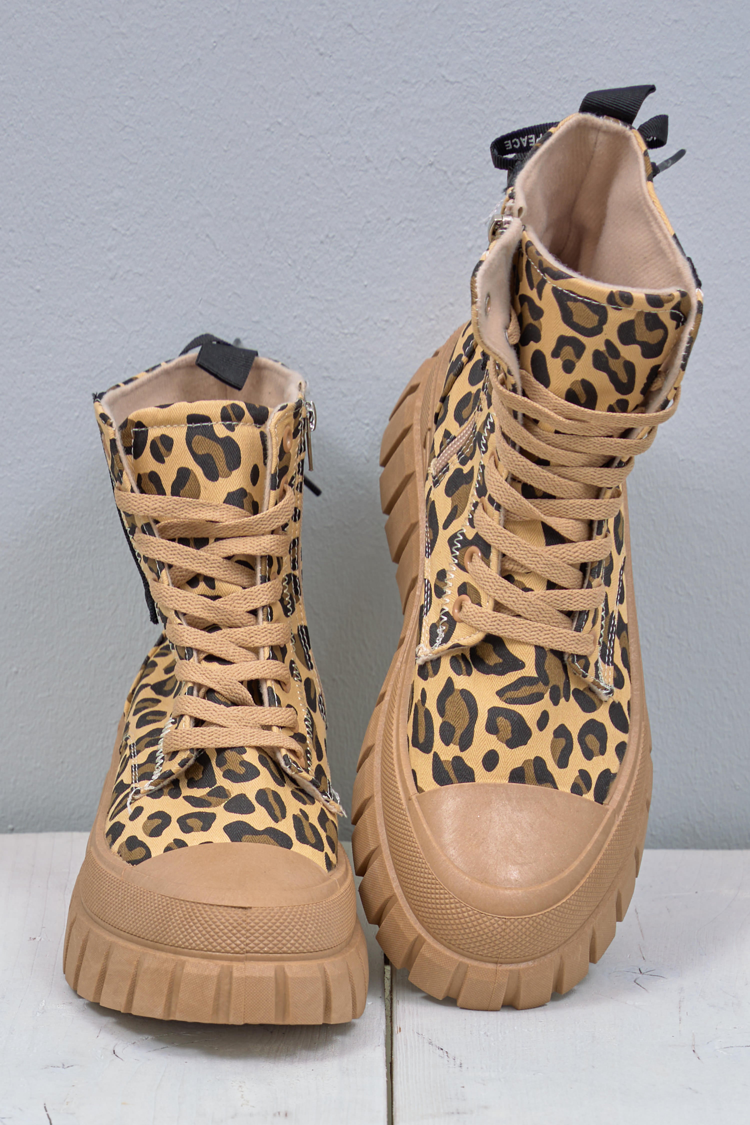 Boots, beige-brown-leo