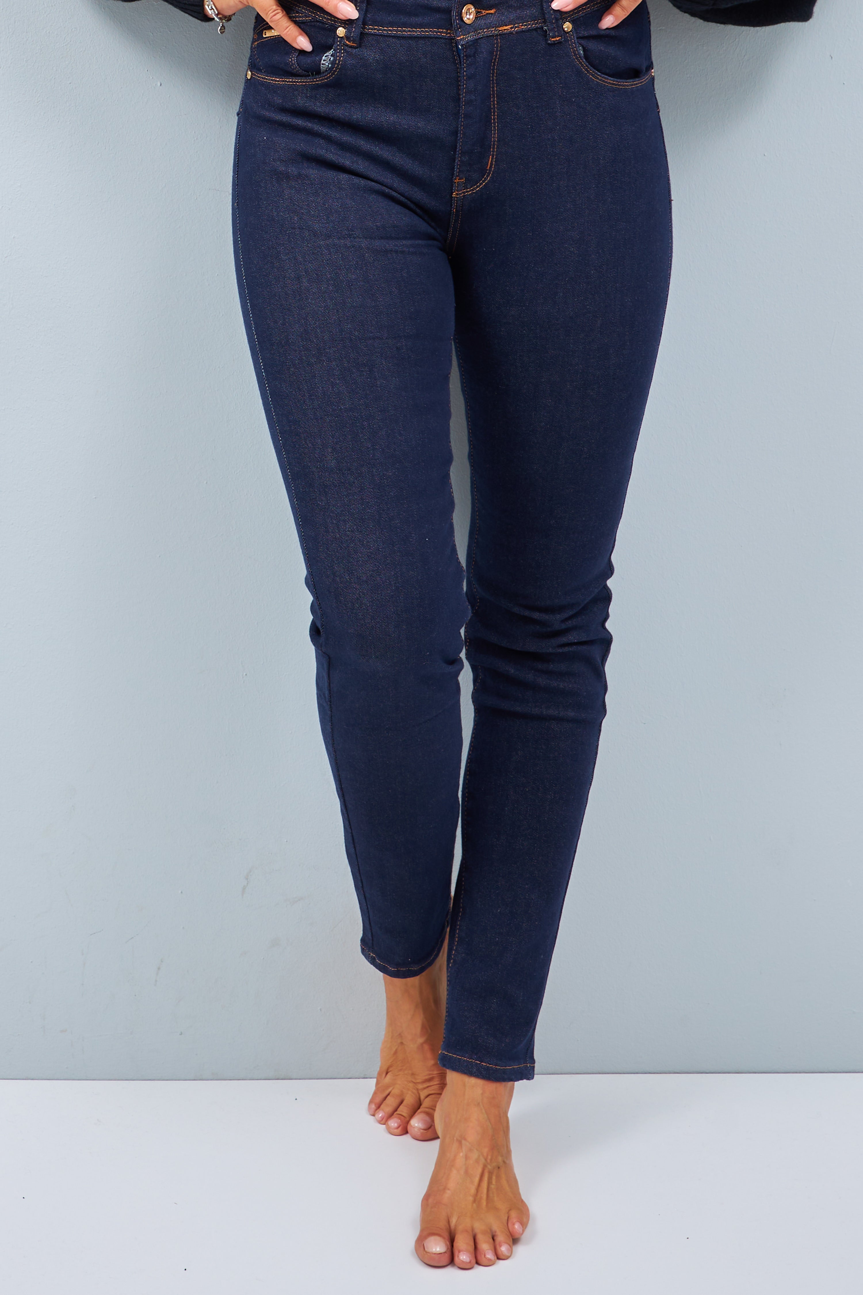 High waist slim jeans, blau