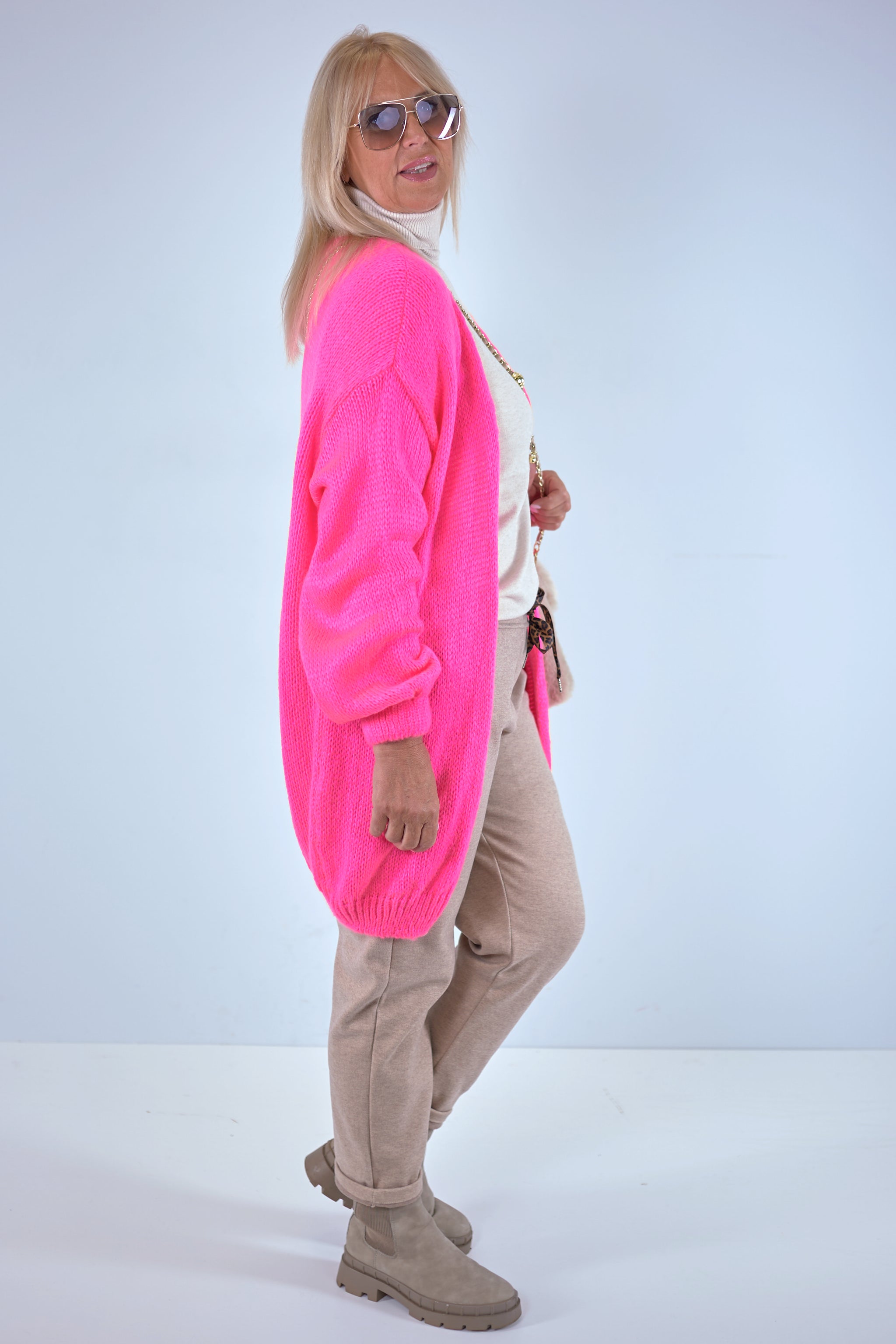 Hot pink 2025 long cardigan