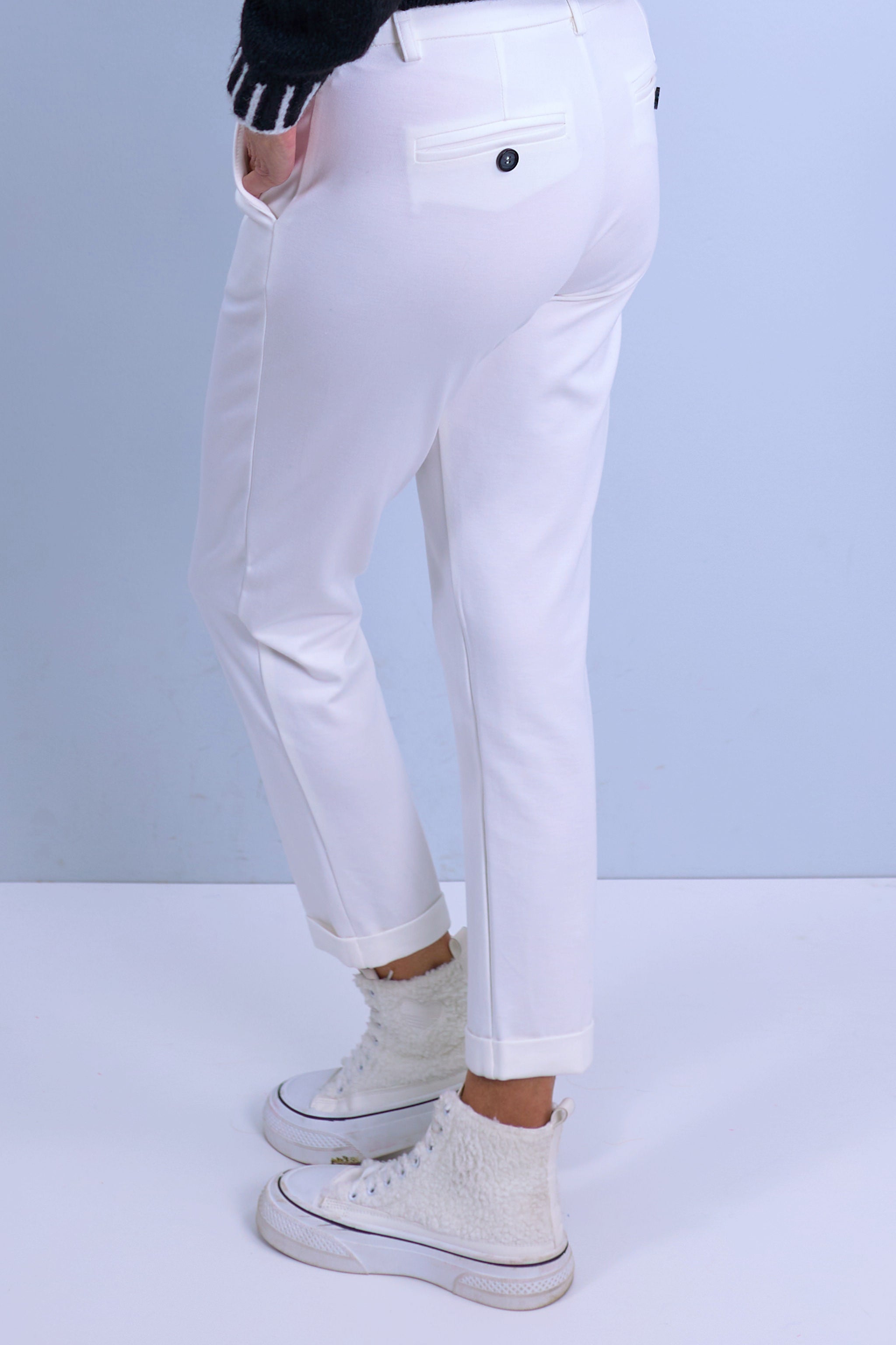 Suit pants with pressed creases, ecru