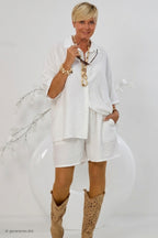 2-tlg. Set aus Bluse und Shorts, ecru